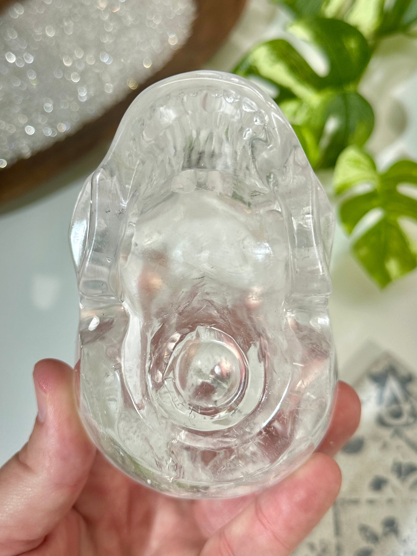 Premium Hollow Jaw Clear Quartz Skull Carving