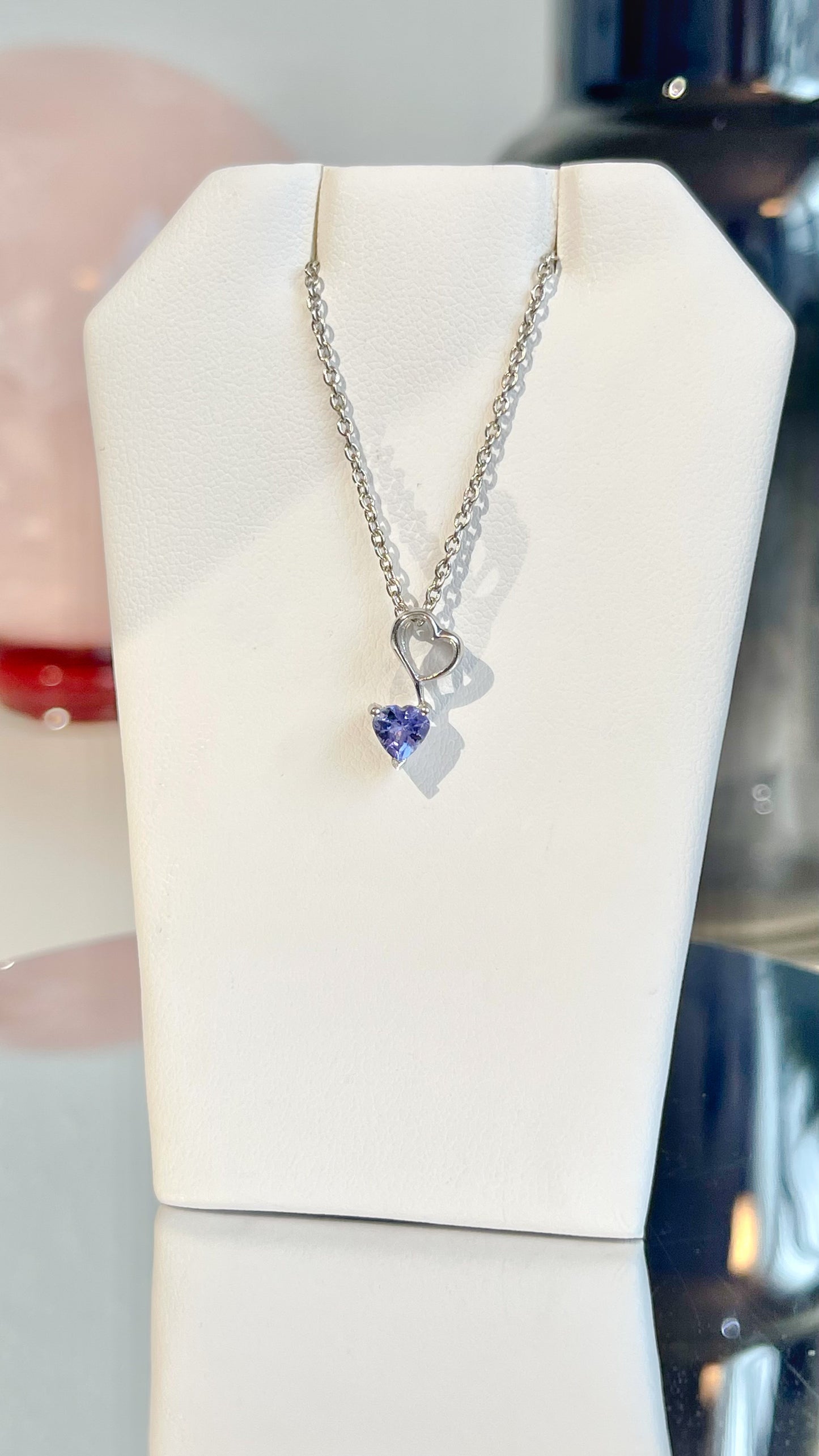 Dainty Tanzanite Heart Pendant with Chain