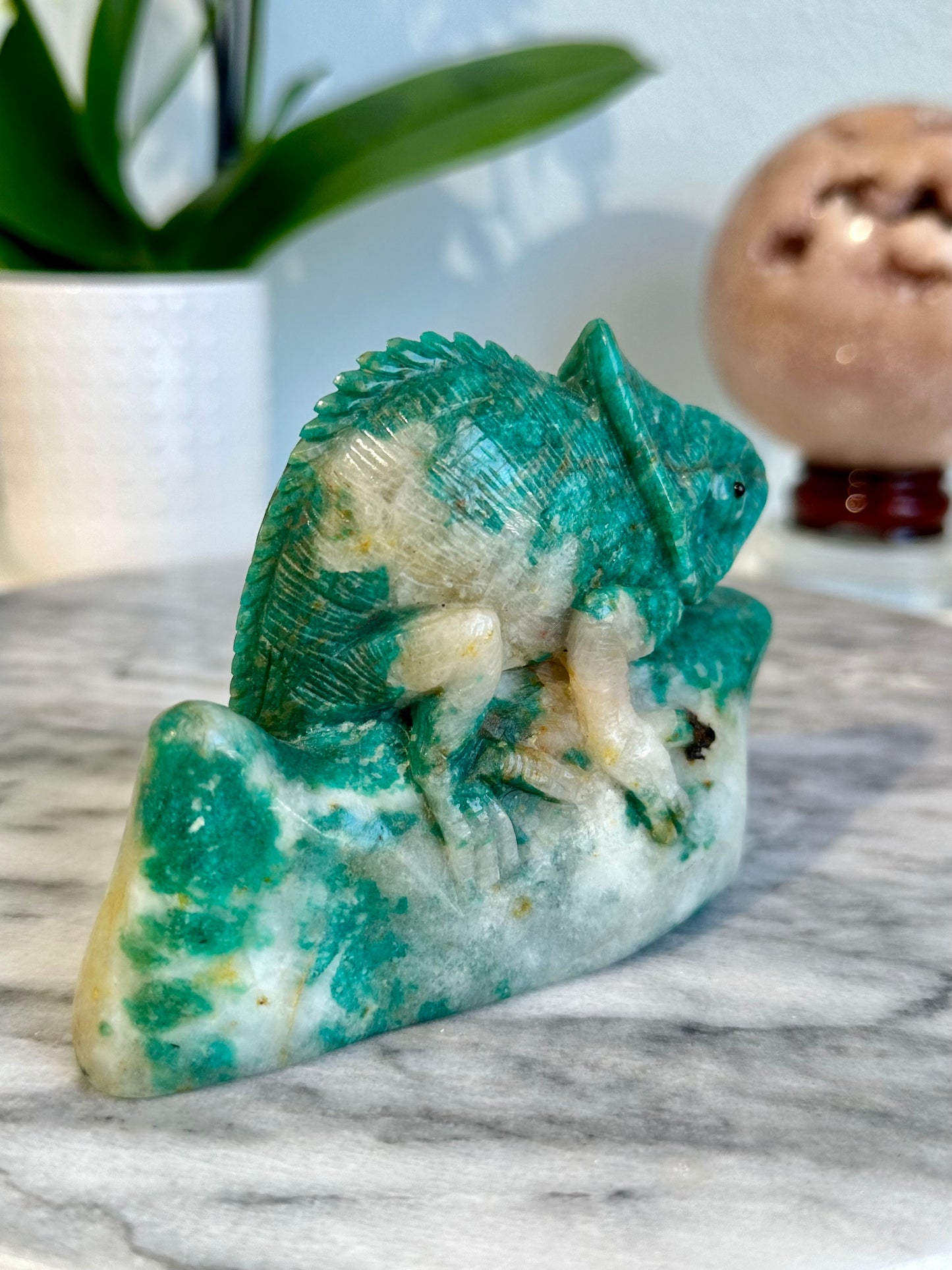 Hand Carved Amazonite Chameleon