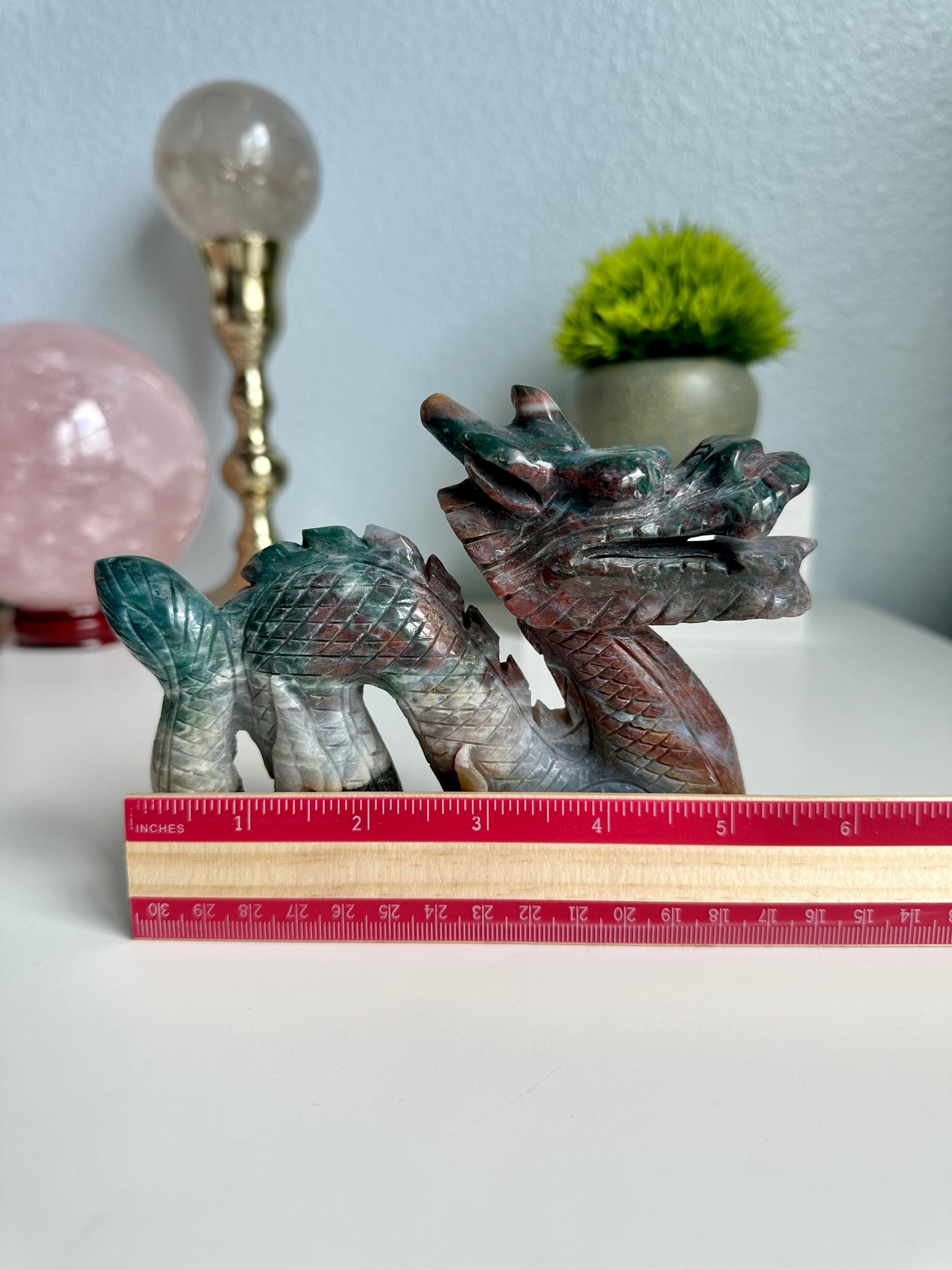 Ocean Jasper Dragon Carving