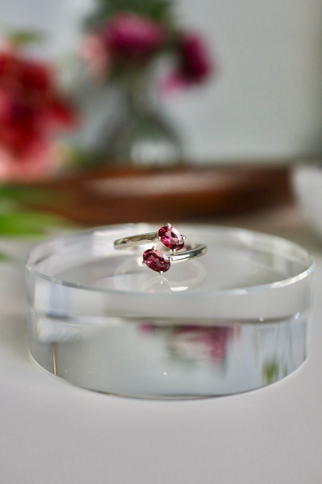 Pink Malaya Garnet Ring, Adjustable