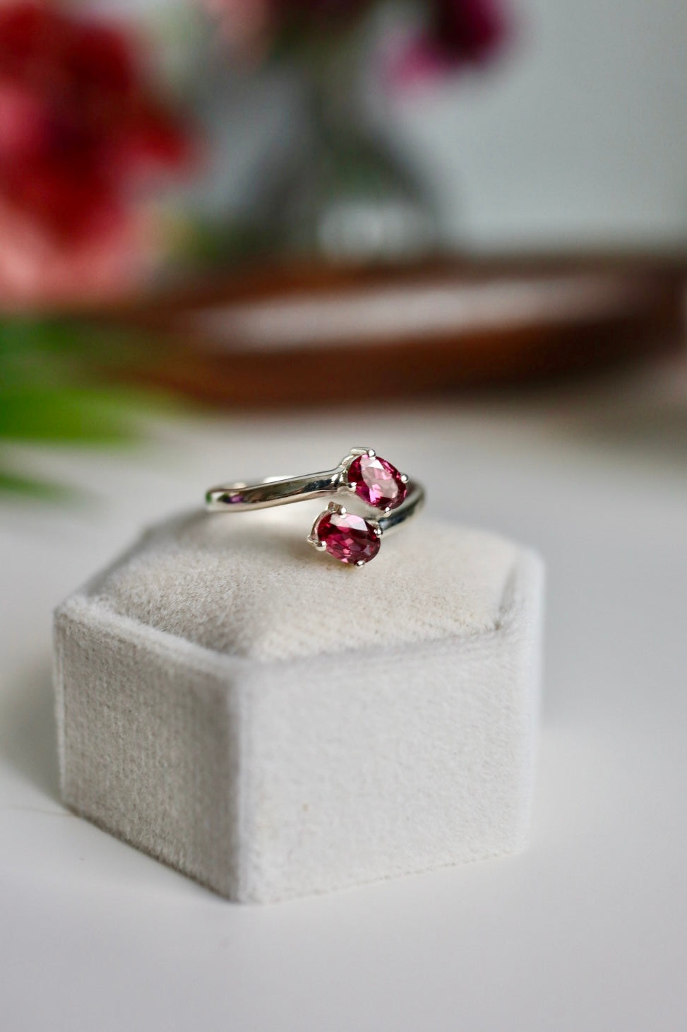 Pink Malaya Garnet Ring, Adjustable