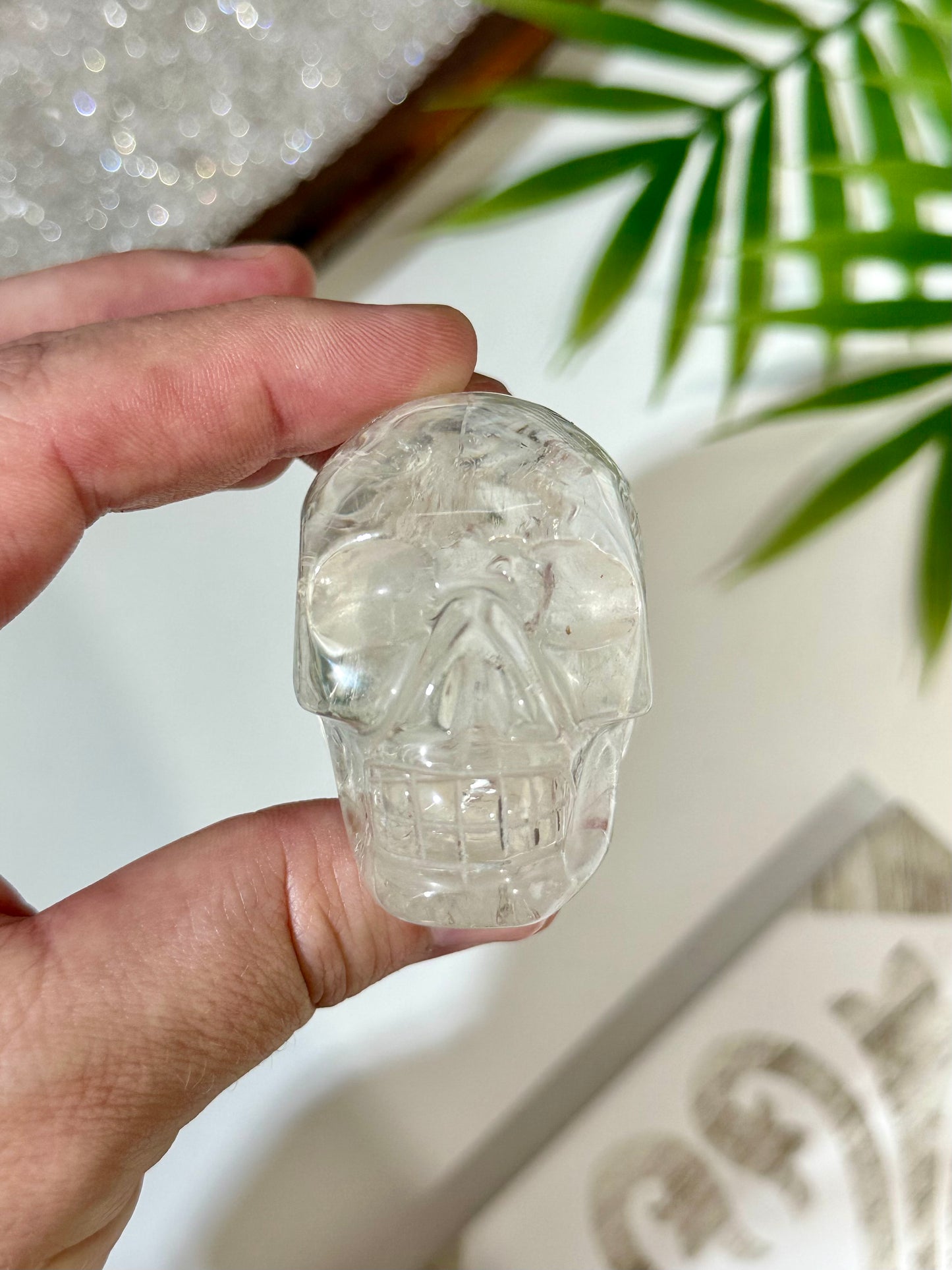 Rainbow Included Clear Quartz Skull
