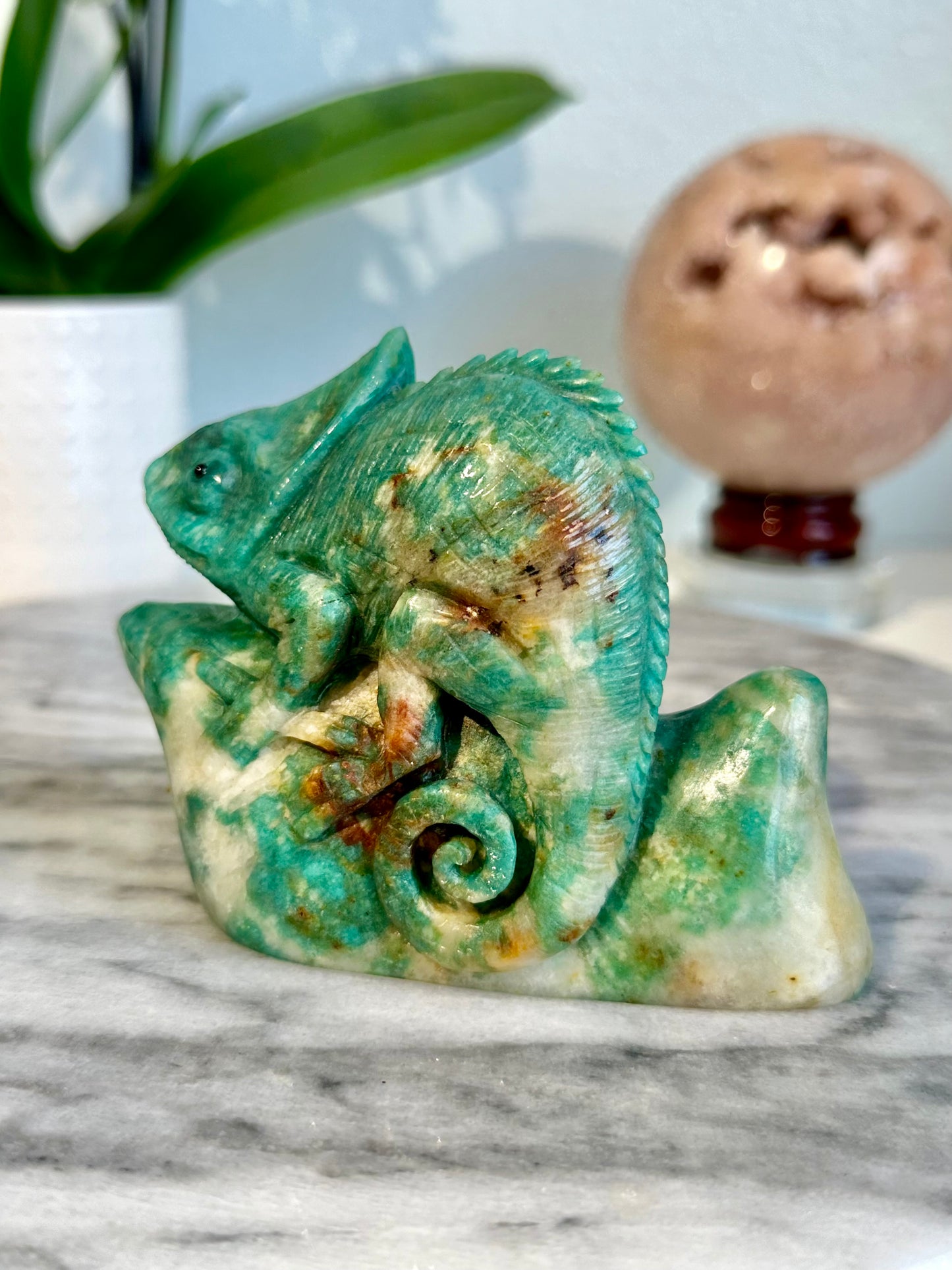 Hand Carved Amazonite Chameleon