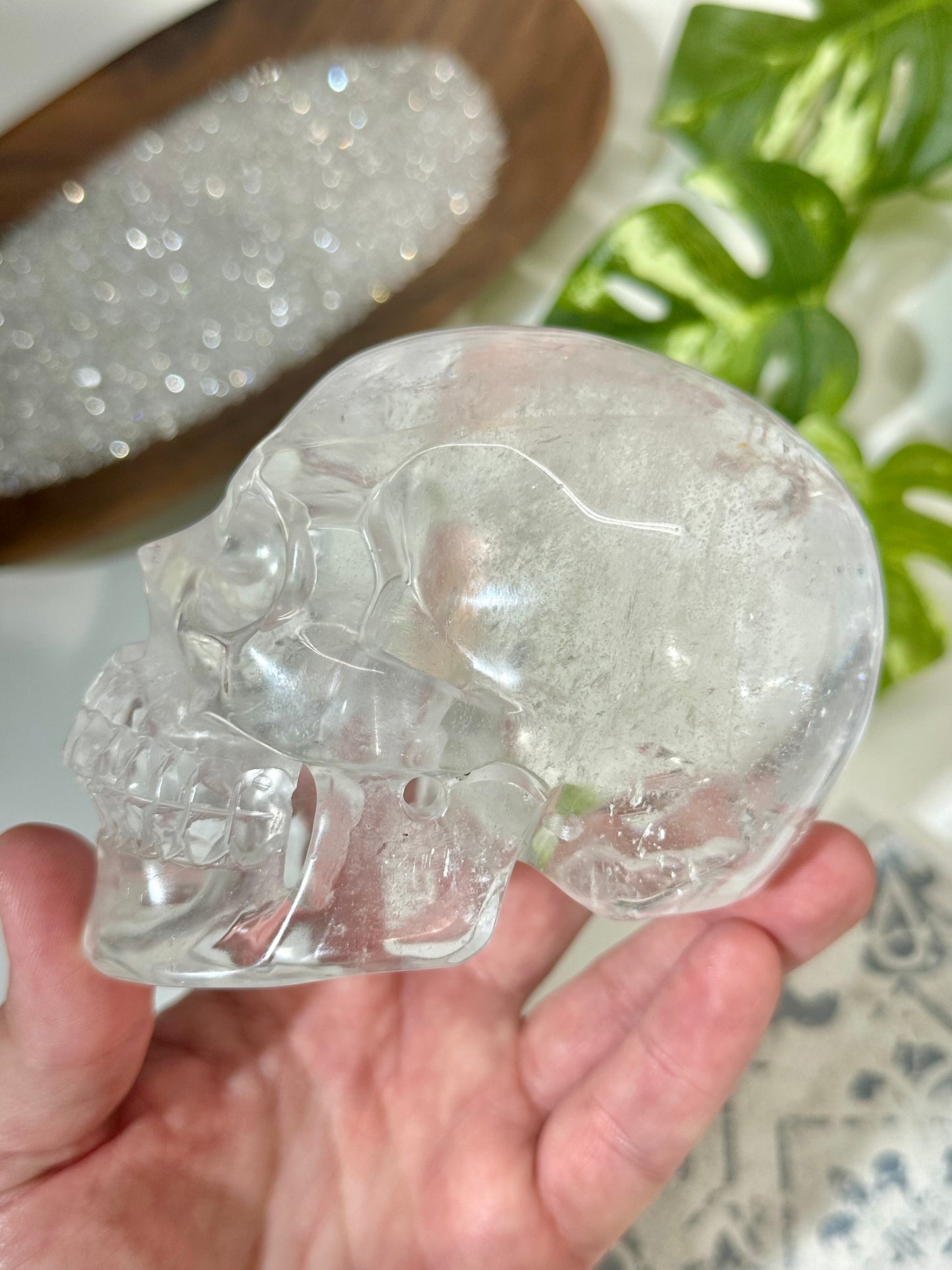 Premium Hollow Jaw Clear Quartz Skull Carving