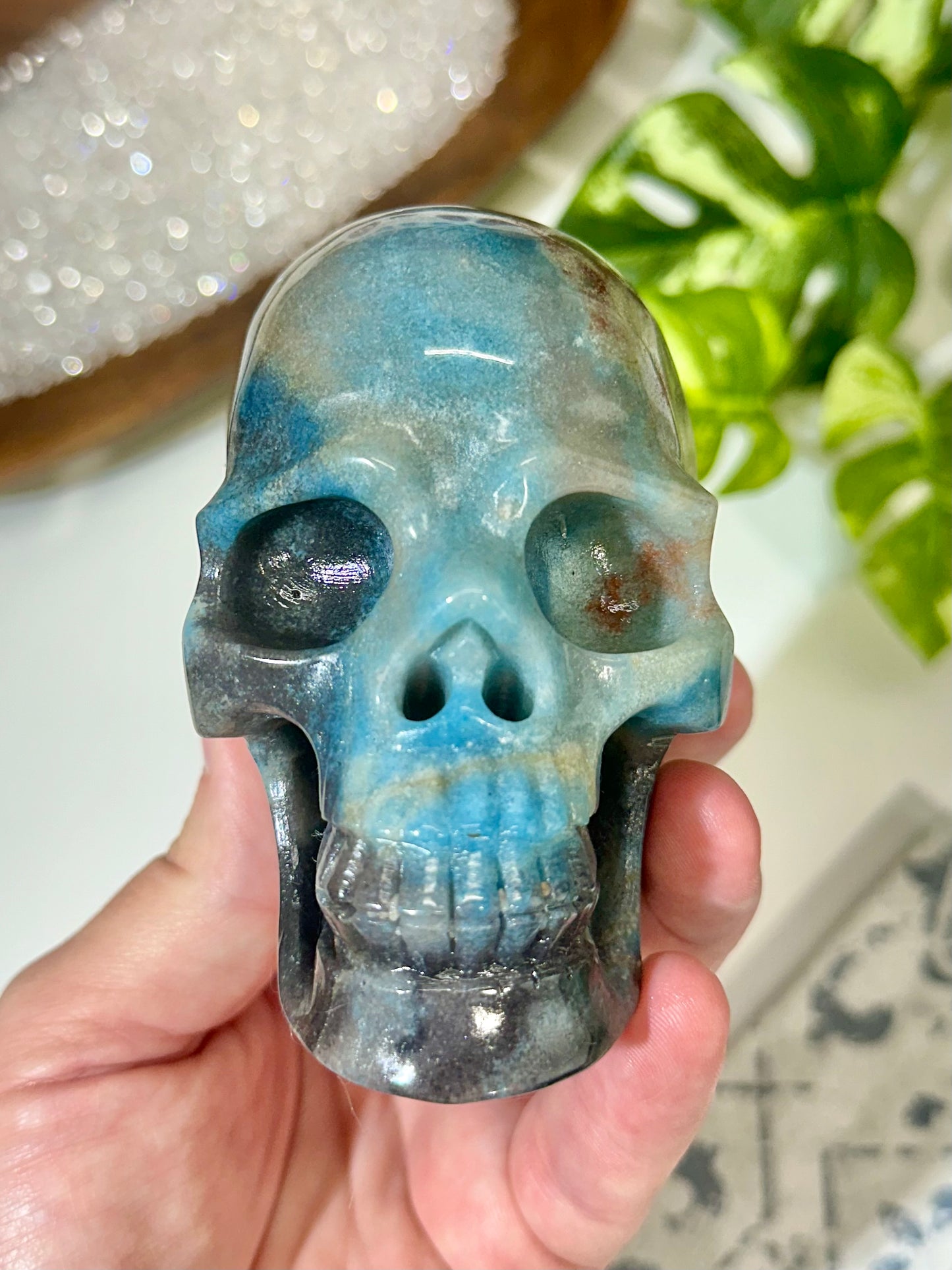 Premium Hollow Jaw Trolleite Crystal Skull Carving