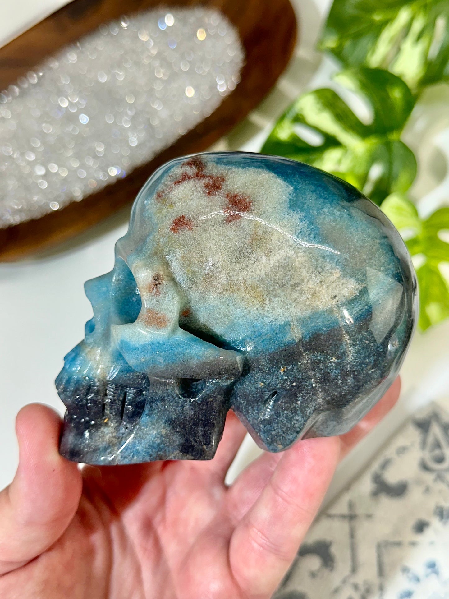 Premium Hollow Jaw Trolleite Crystal Skull Carving