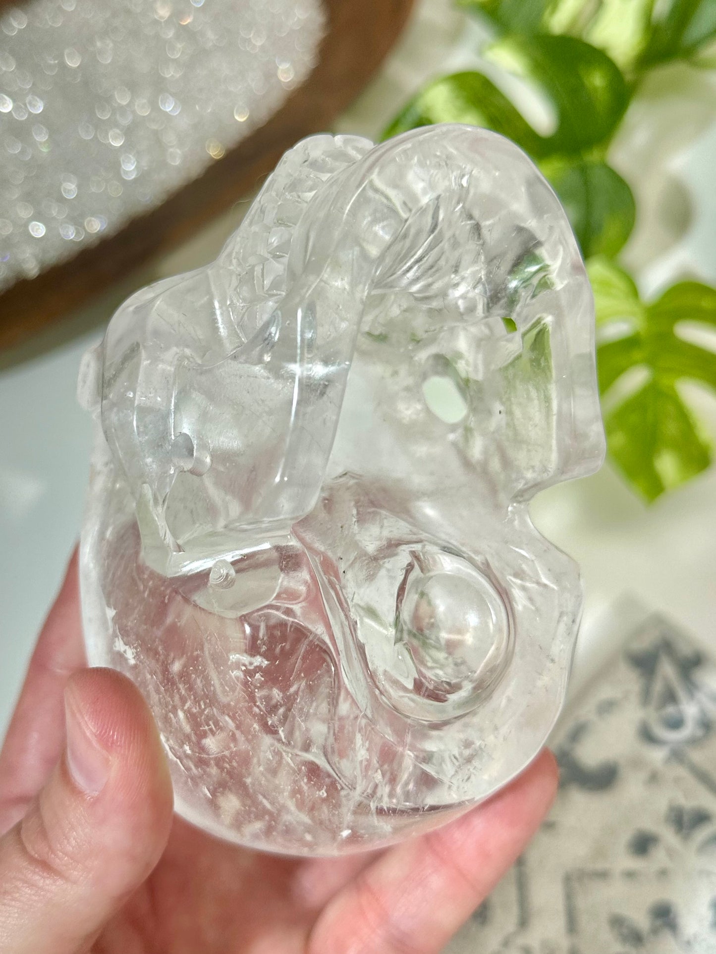 Premium Hollow Jaw Clear Quartz Skull Carving