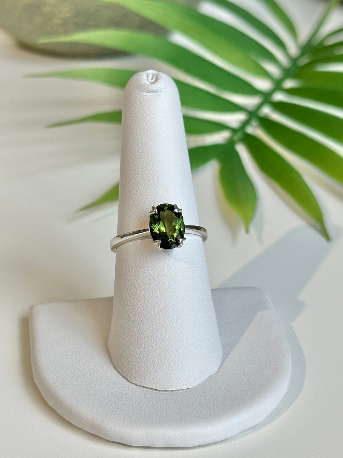 Oval Cut Chrome Diopside Solitaire Ring