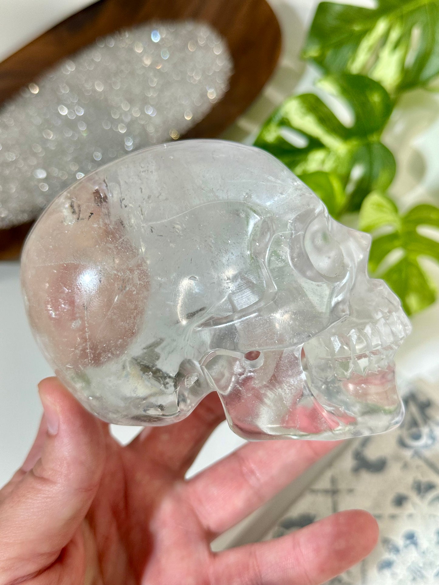 Premium Hollow Jaw Clear Quartz Skull Carving