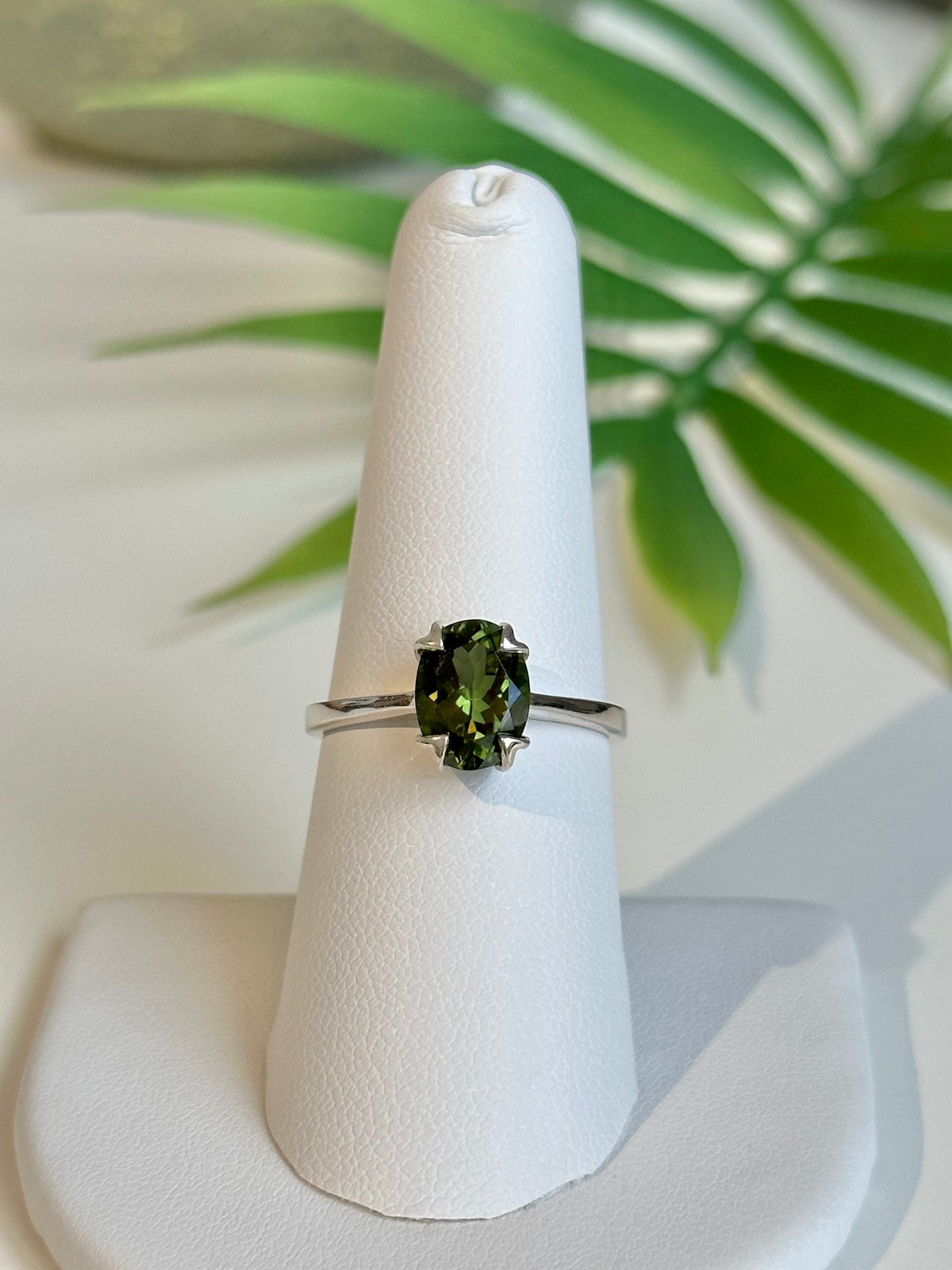 Oval Cut Chrome Diopside Solitaire Ring
