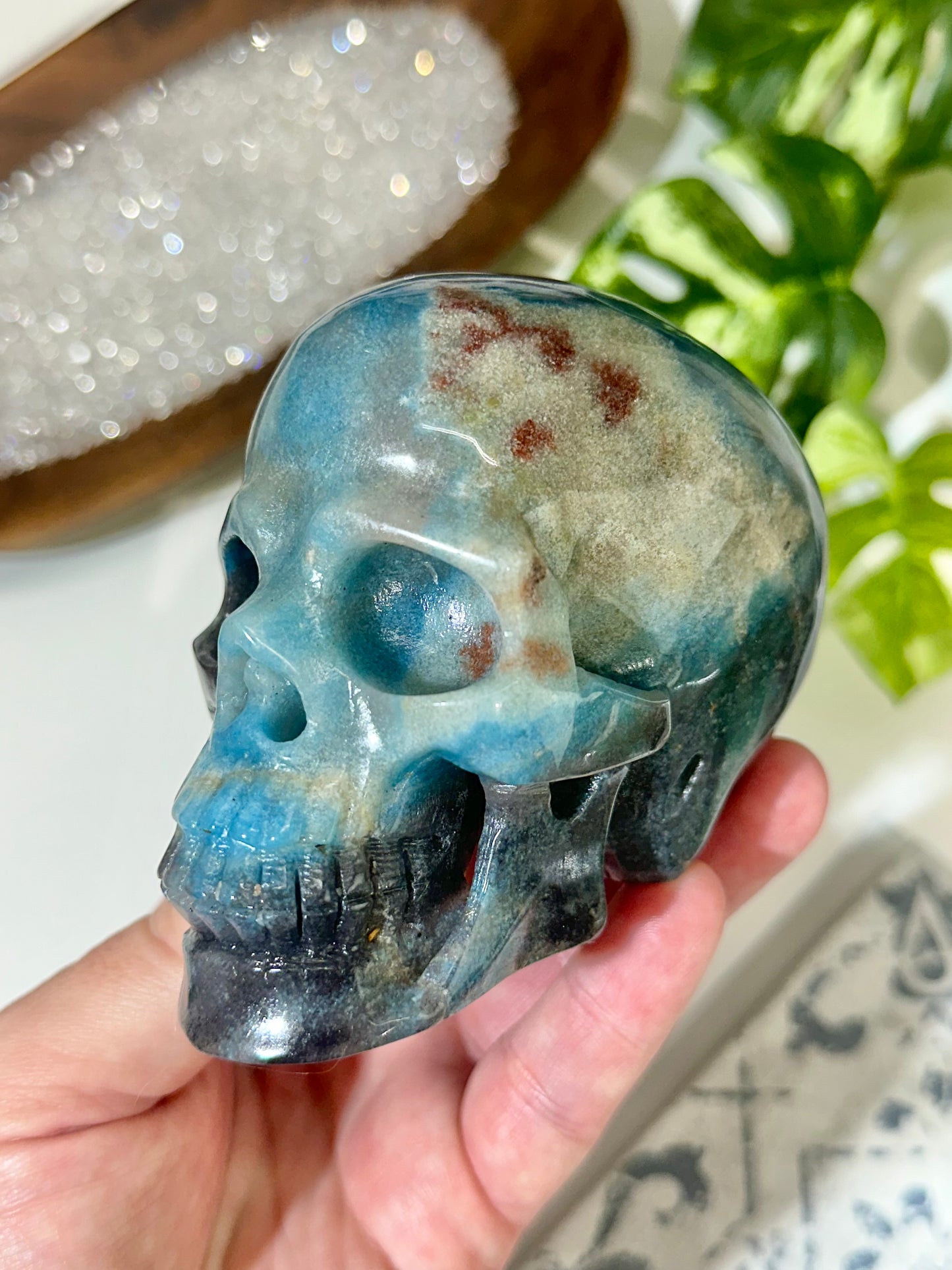 Premium Hollow Jaw Trolleite Crystal Skull Carving