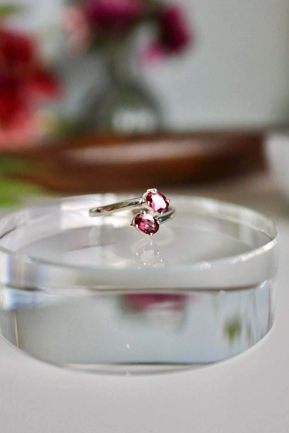Pink Malaya Garnet Ring, Adjustable