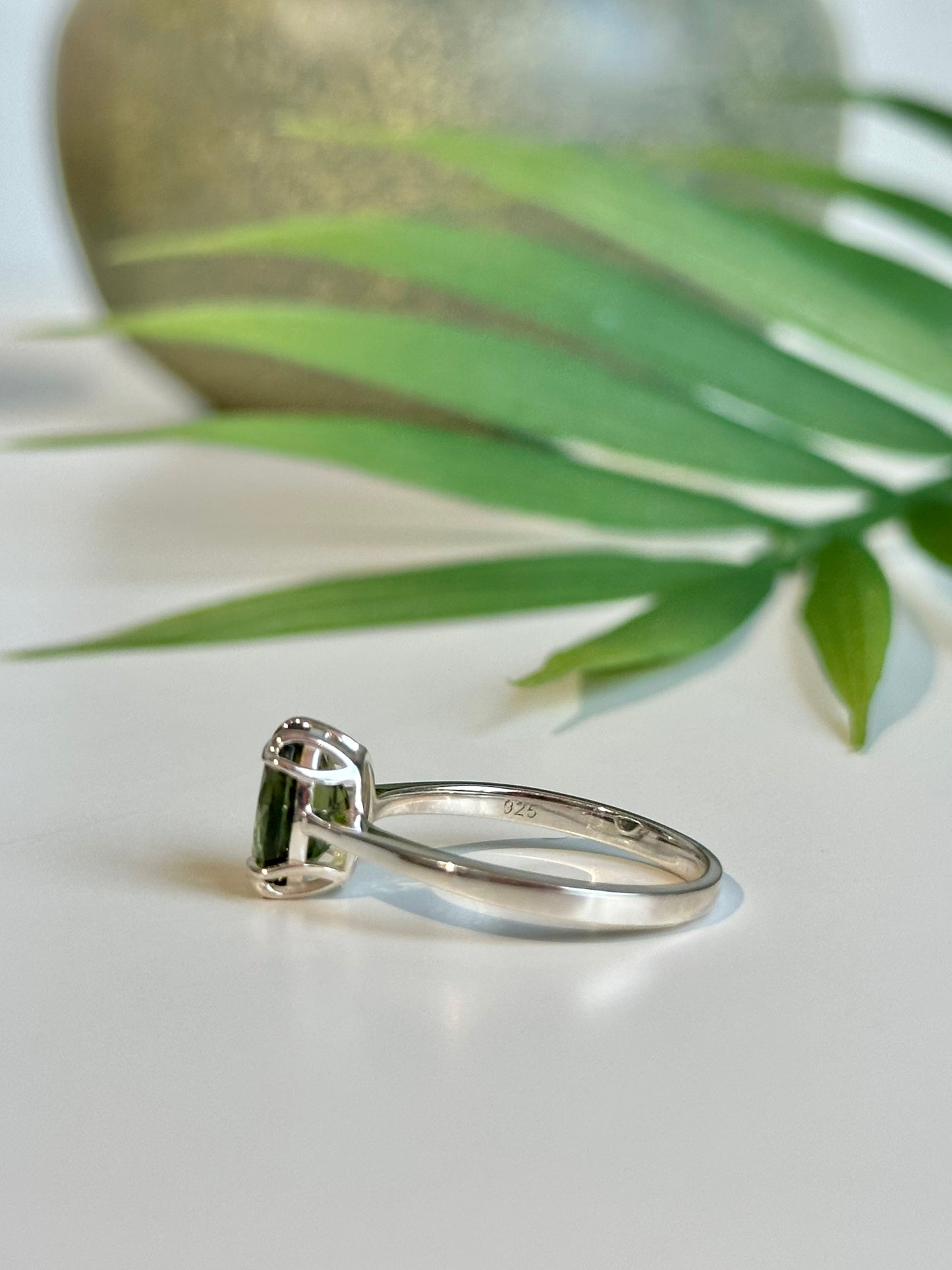 Oval Cut Chrome Diopside Solitaire Ring