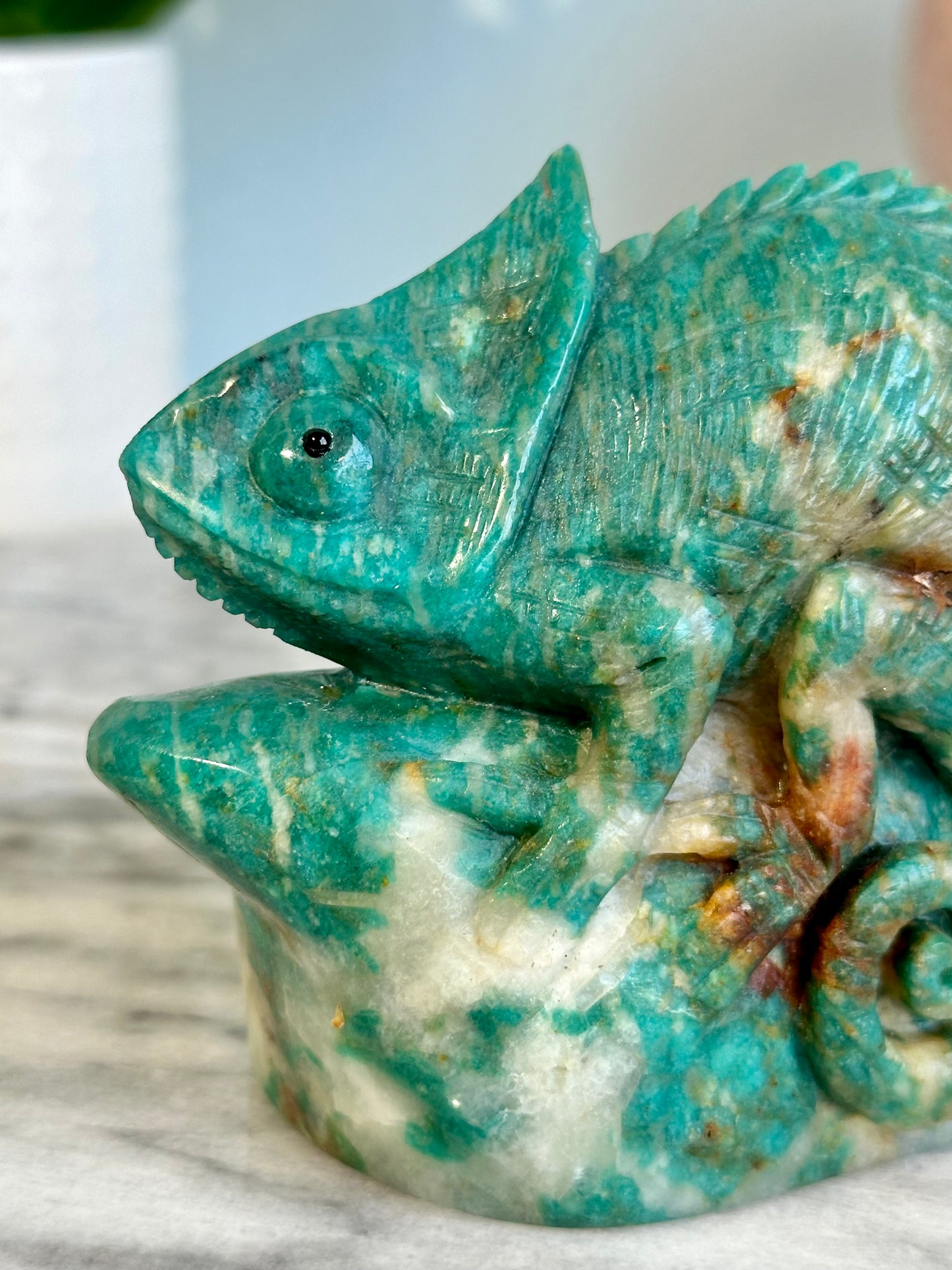 Hand Carved Amazonite Chameleon