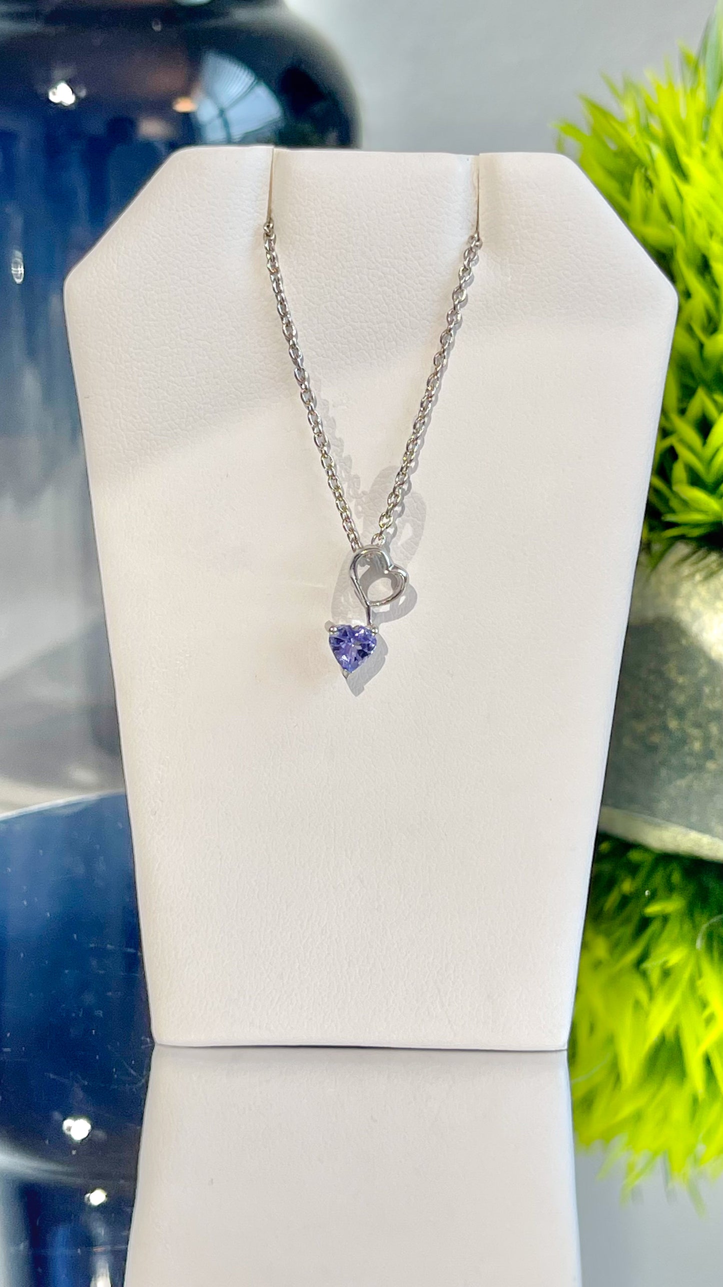 Dainty Tanzanite Heart Pendant with Chain