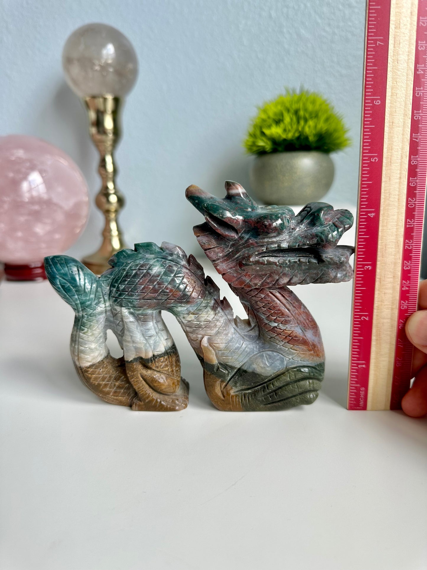 Ocean Jasper Dragon Carving
