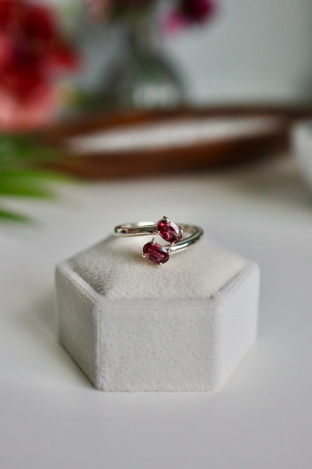 Pink Malaya Garnet Ring, Adjustable