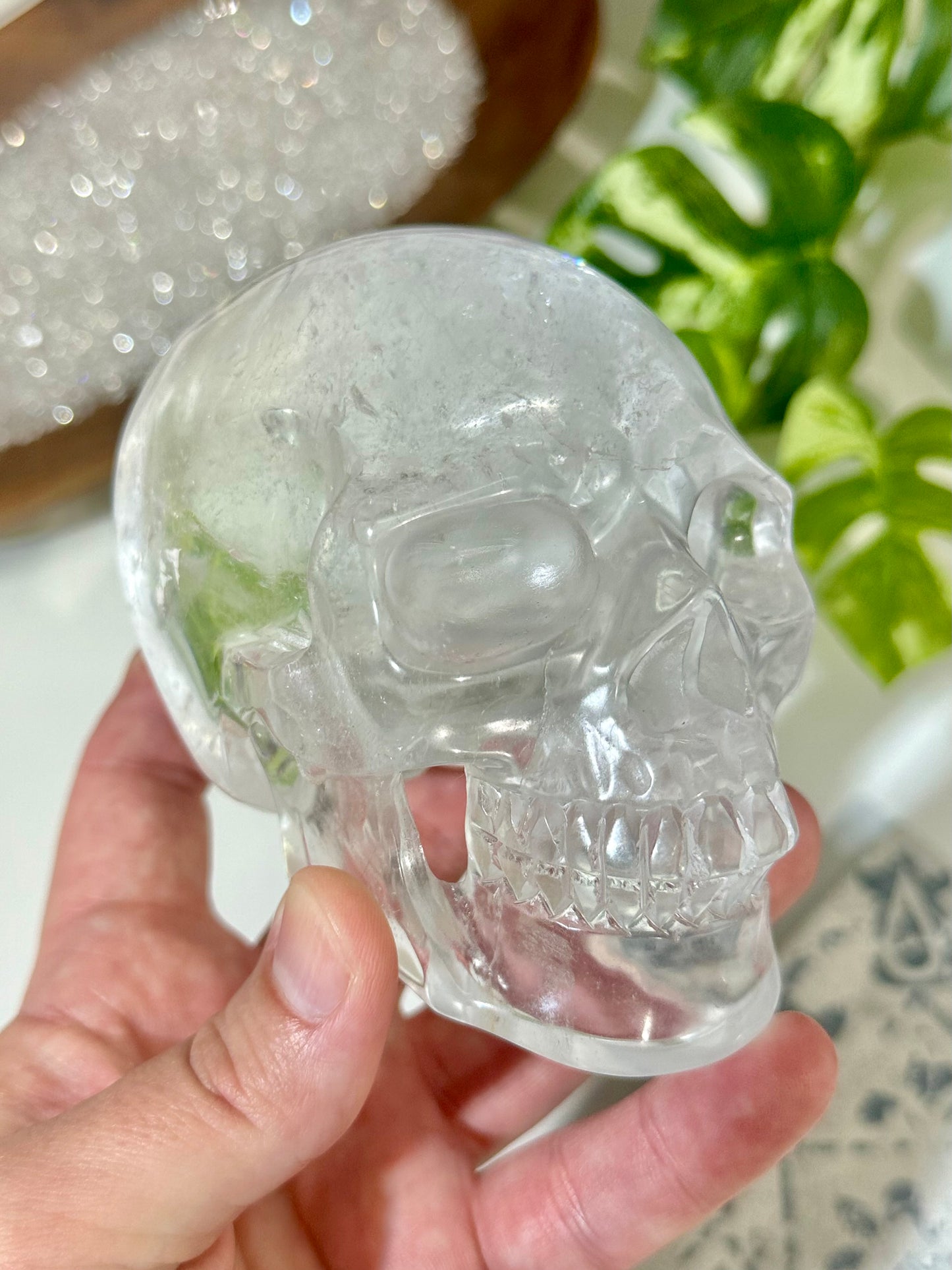 Premium Hollow Jaw Clear Quartz Skull Carving