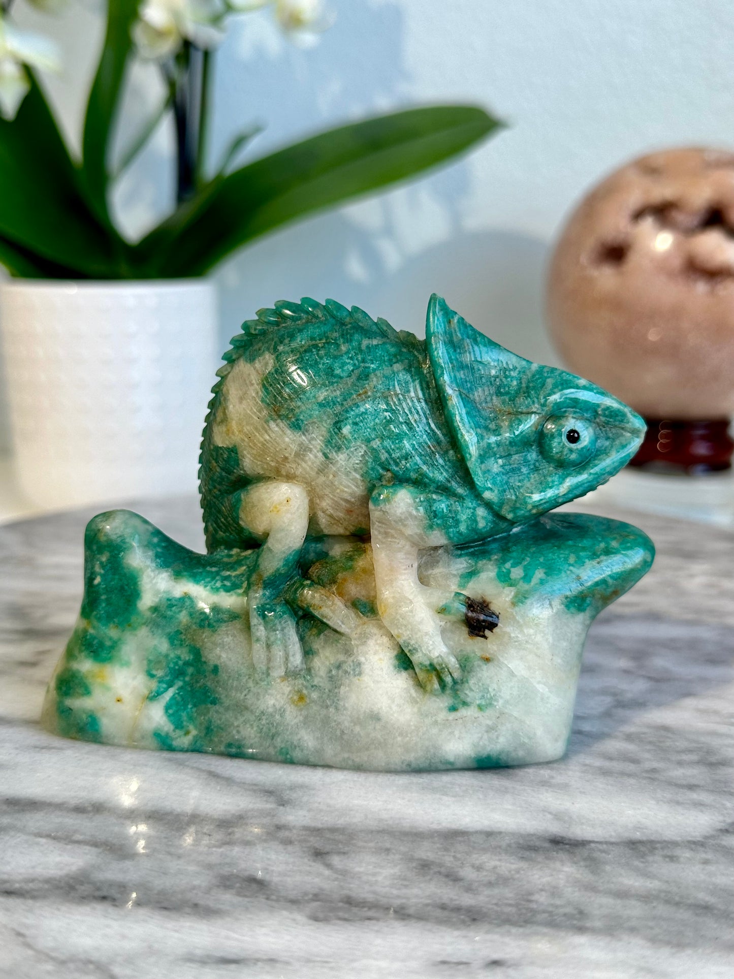 Hand Carved Amazonite Chameleon