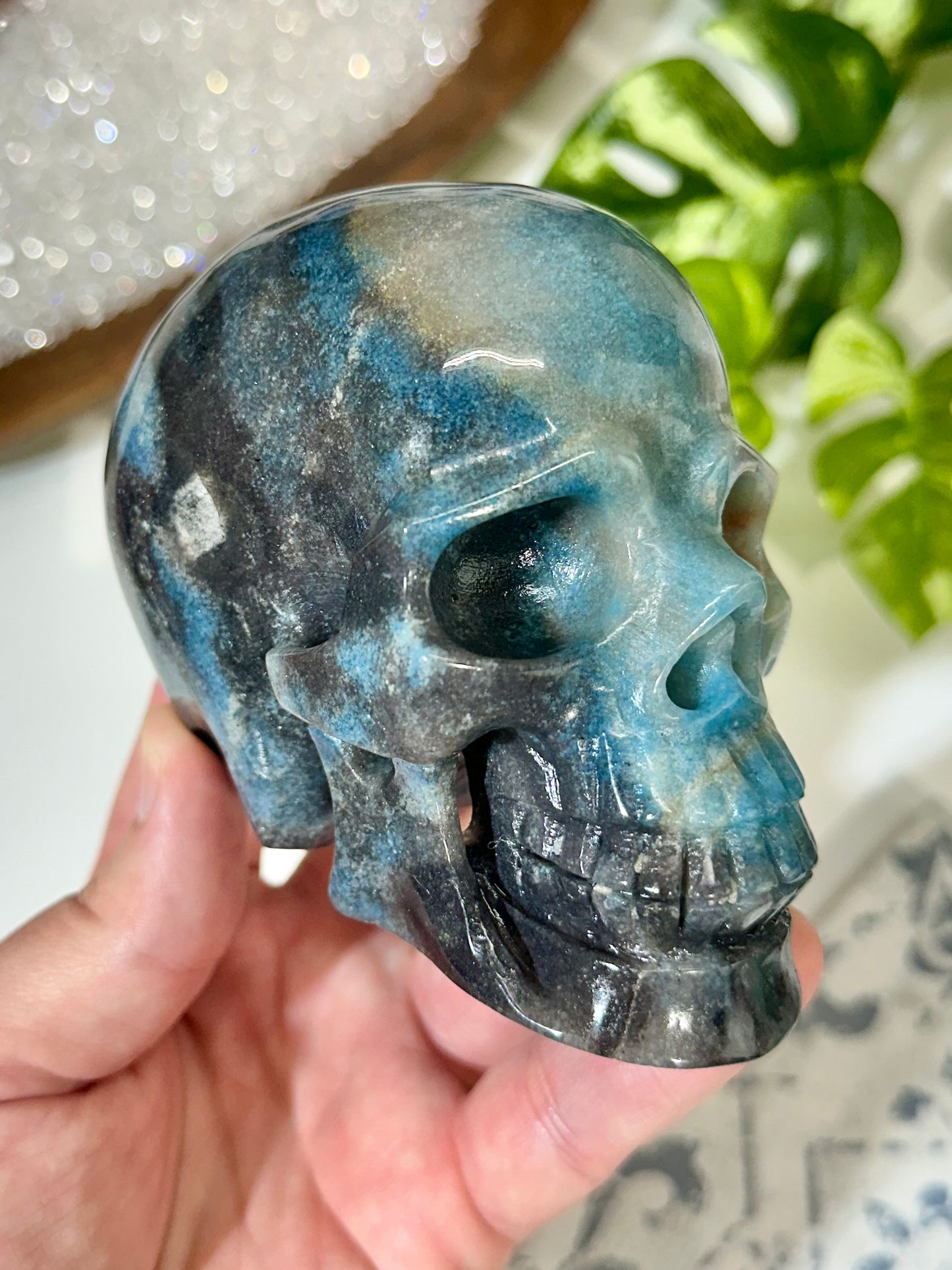 Premium Hollow Jaw Trolleite Crystal Skull Carving