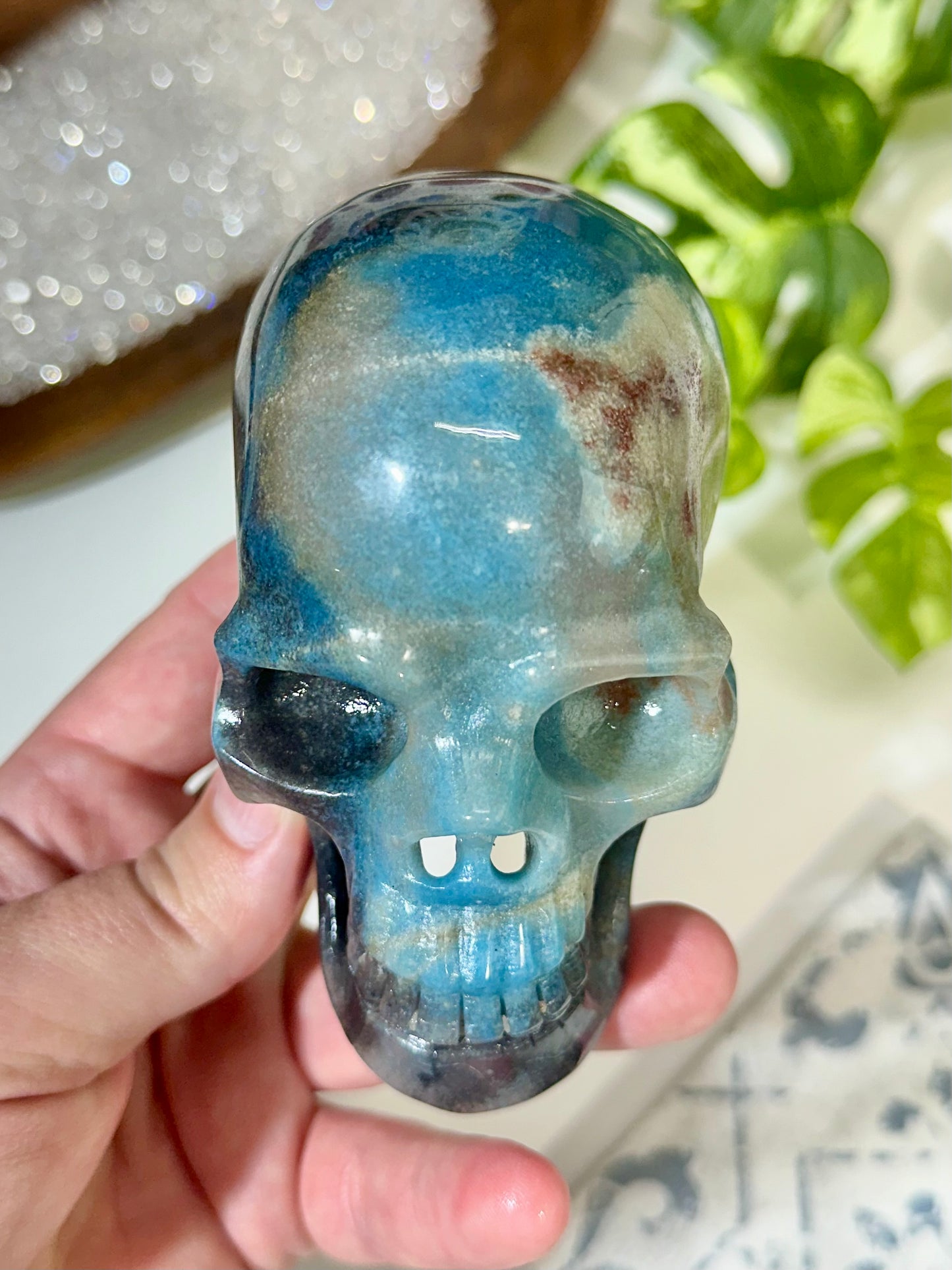 Premium Hollow Jaw Trolleite Crystal Skull Carving