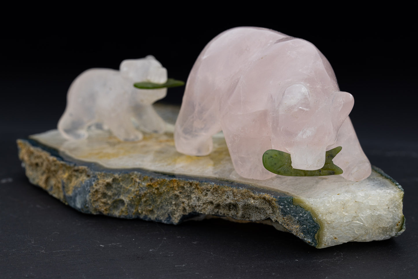 Rose Quartz Polar Bear Carving