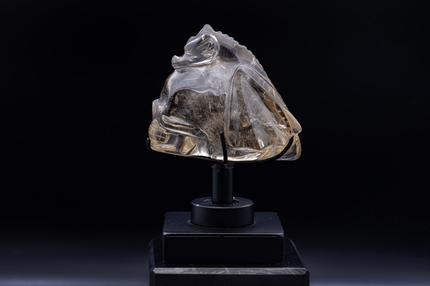 Brazilian Smokey Quartz Skull/Dragon Carving with Stand