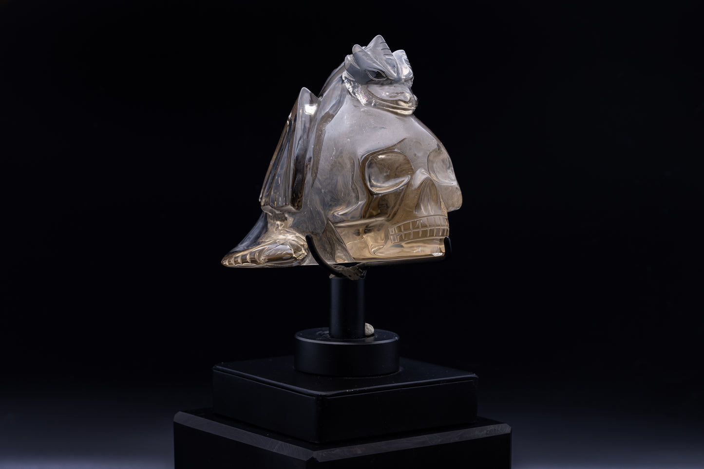 Brazilian Smokey Quartz Skull/Dragon Carving with Stand
