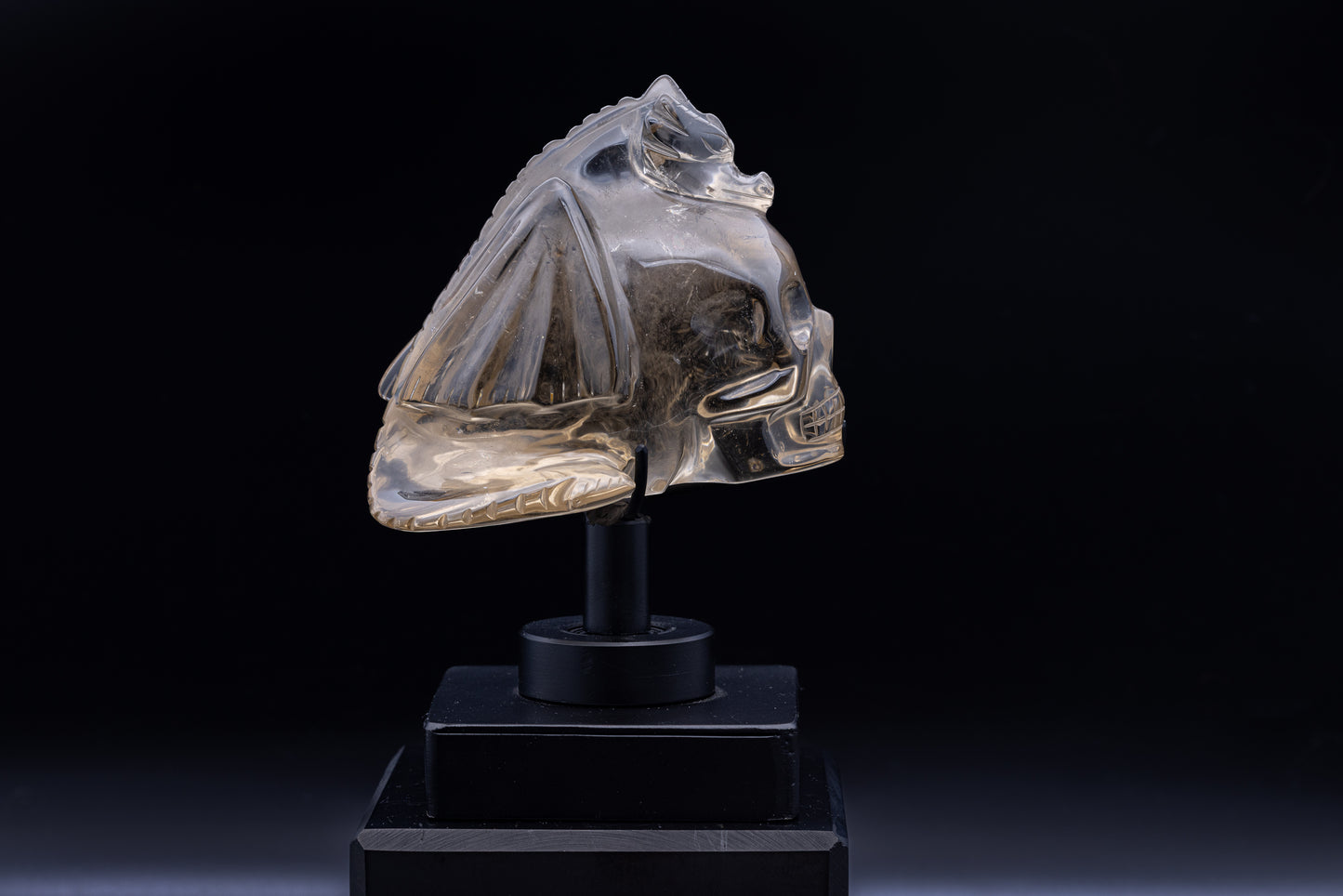 Brazilian Smokey Quartz Skull/Dragon Carving with Stand