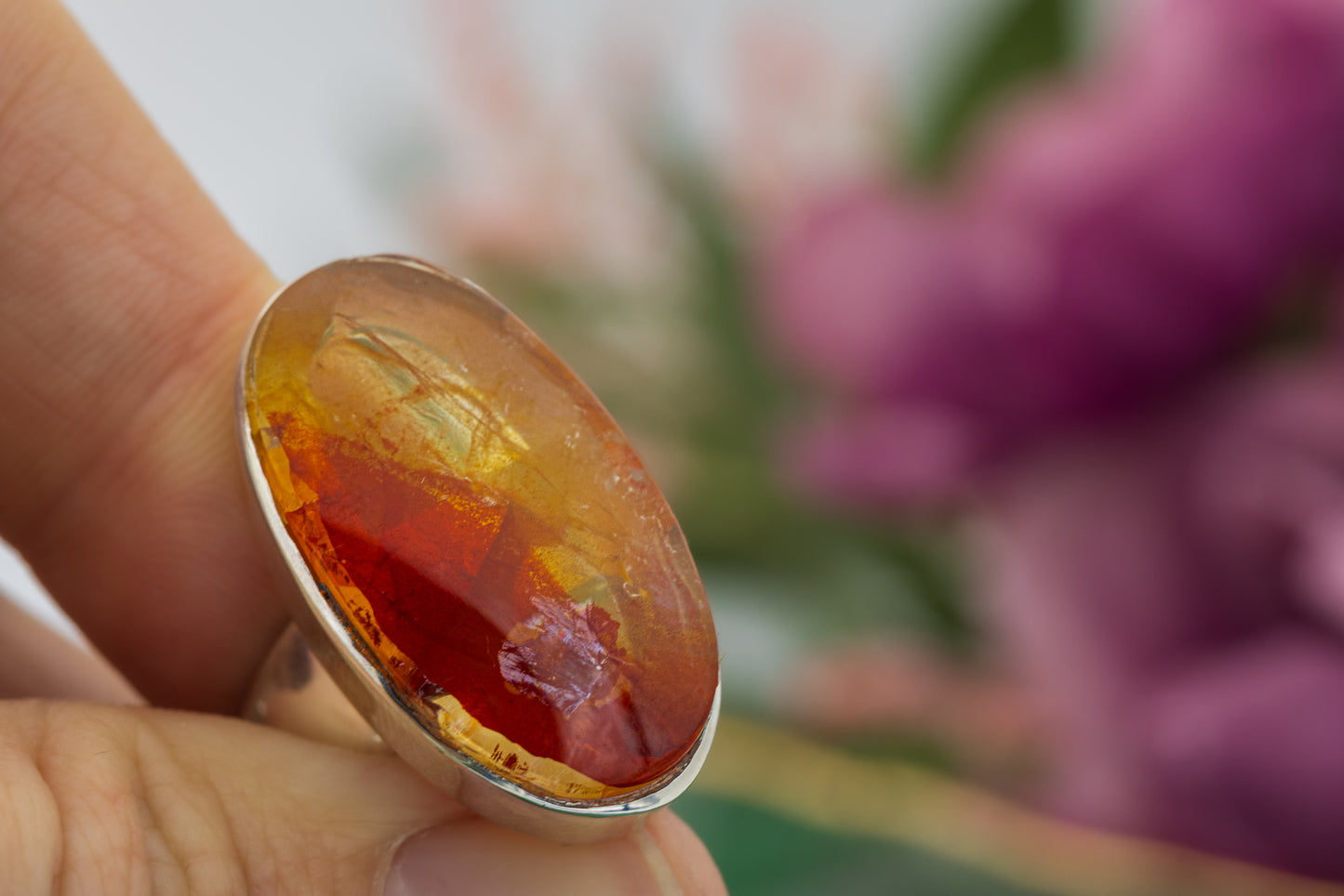 Fire Quartz Ring- Size 8 Adjustable