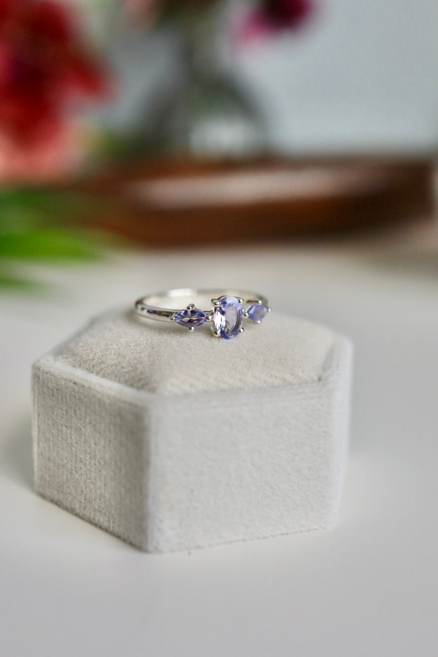 Dainty Tanzanite 3-Stone Ring