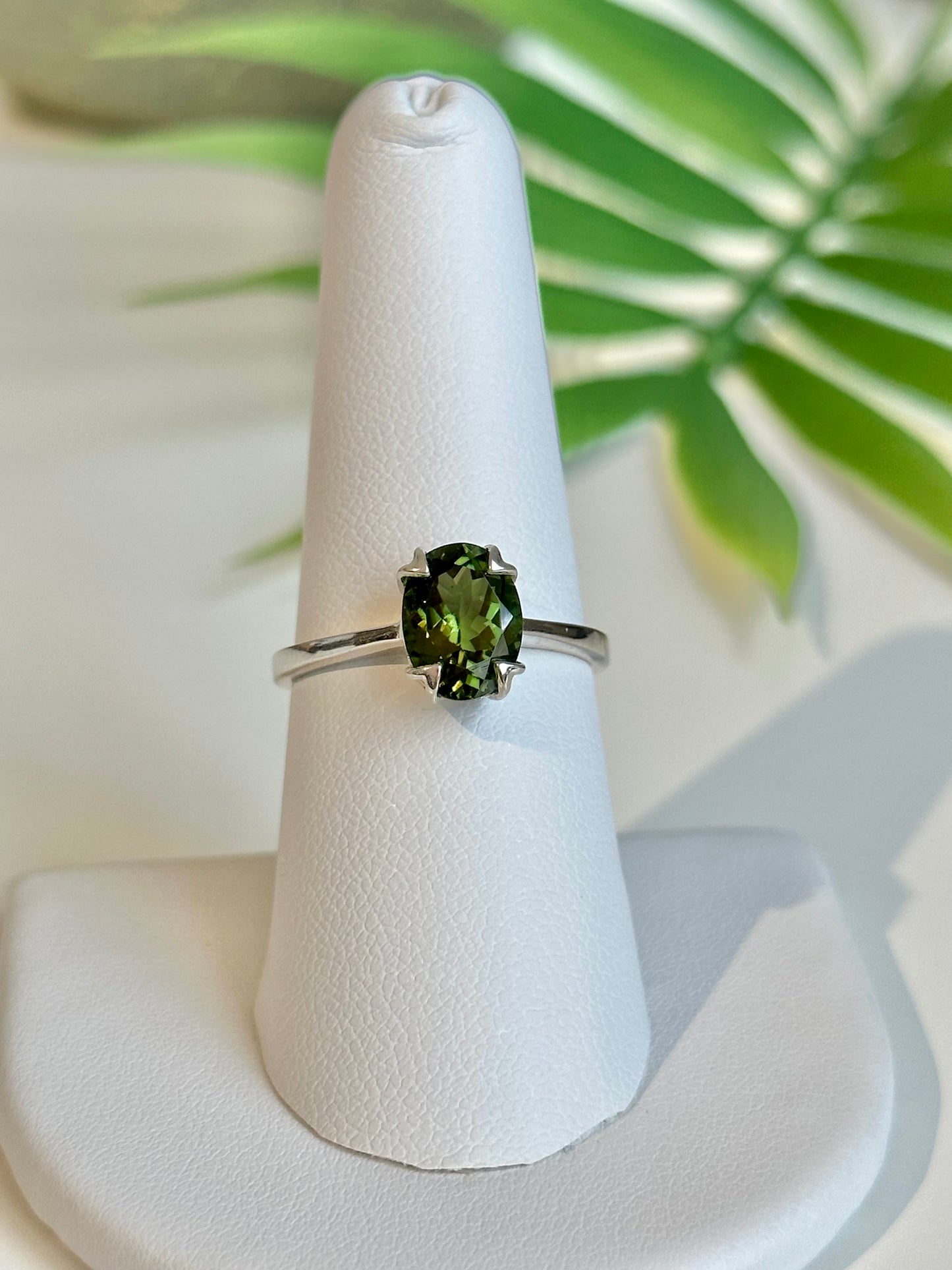 Oval Cut Chrome Diopside Solitaire Ring