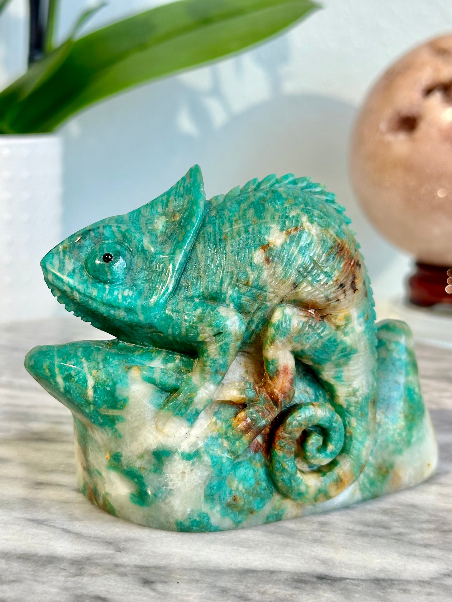 Hand Carved Amazonite Chameleon