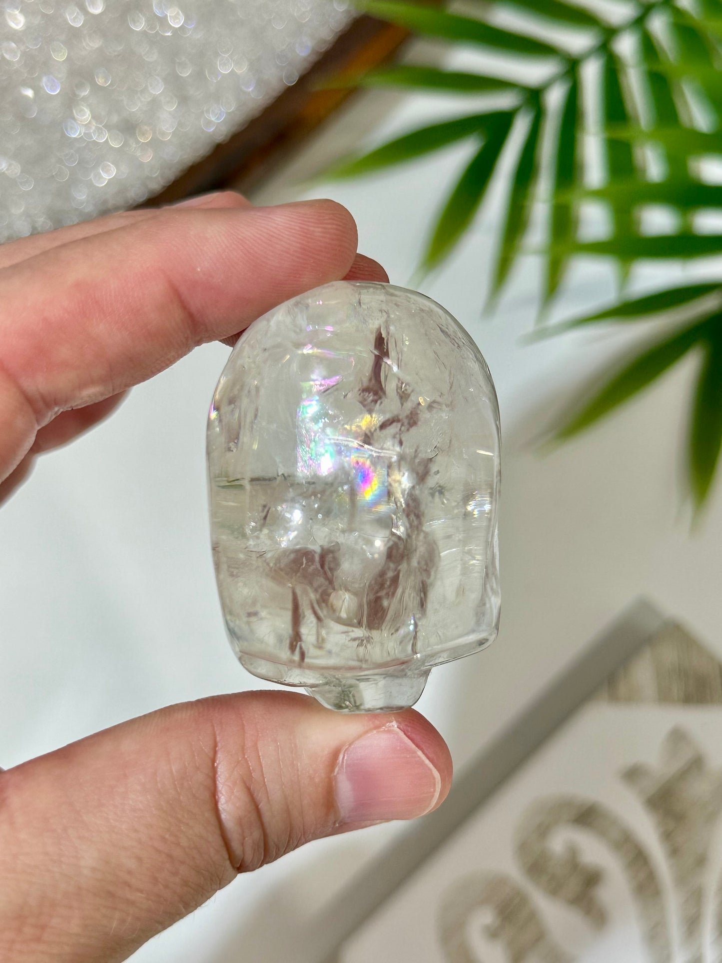 Rainbow Included Clear Quartz Skull