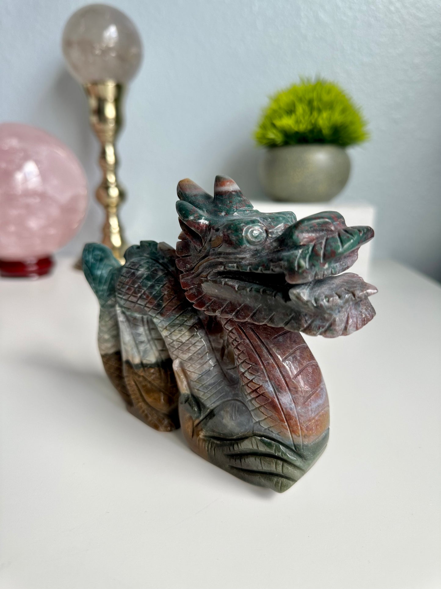 Ocean Jasper Dragon Carving