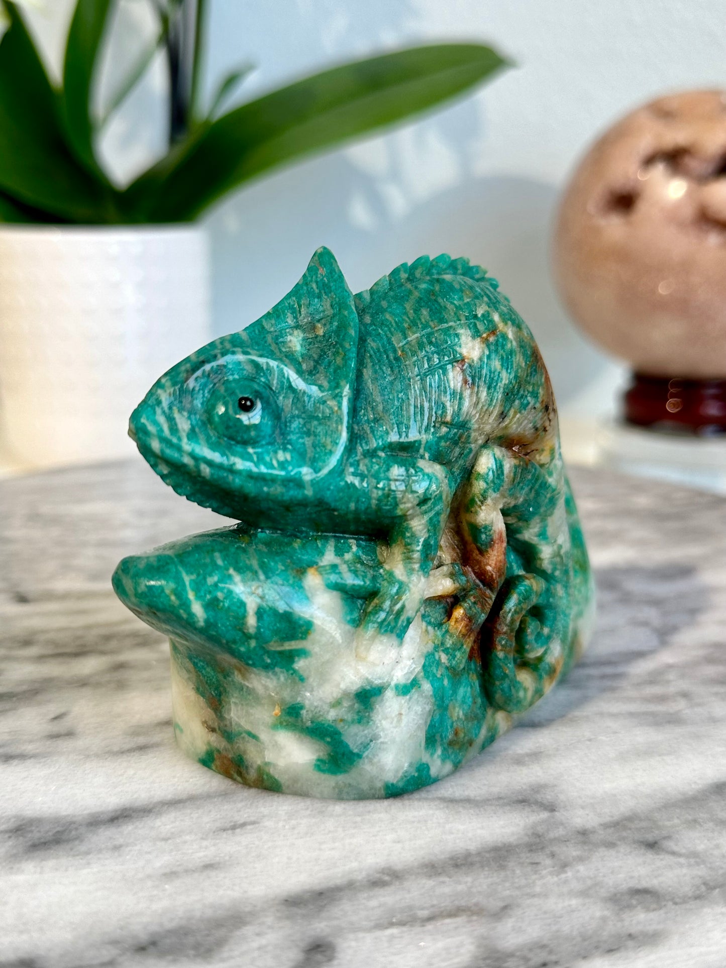 Hand Carved Amazonite Chameleon