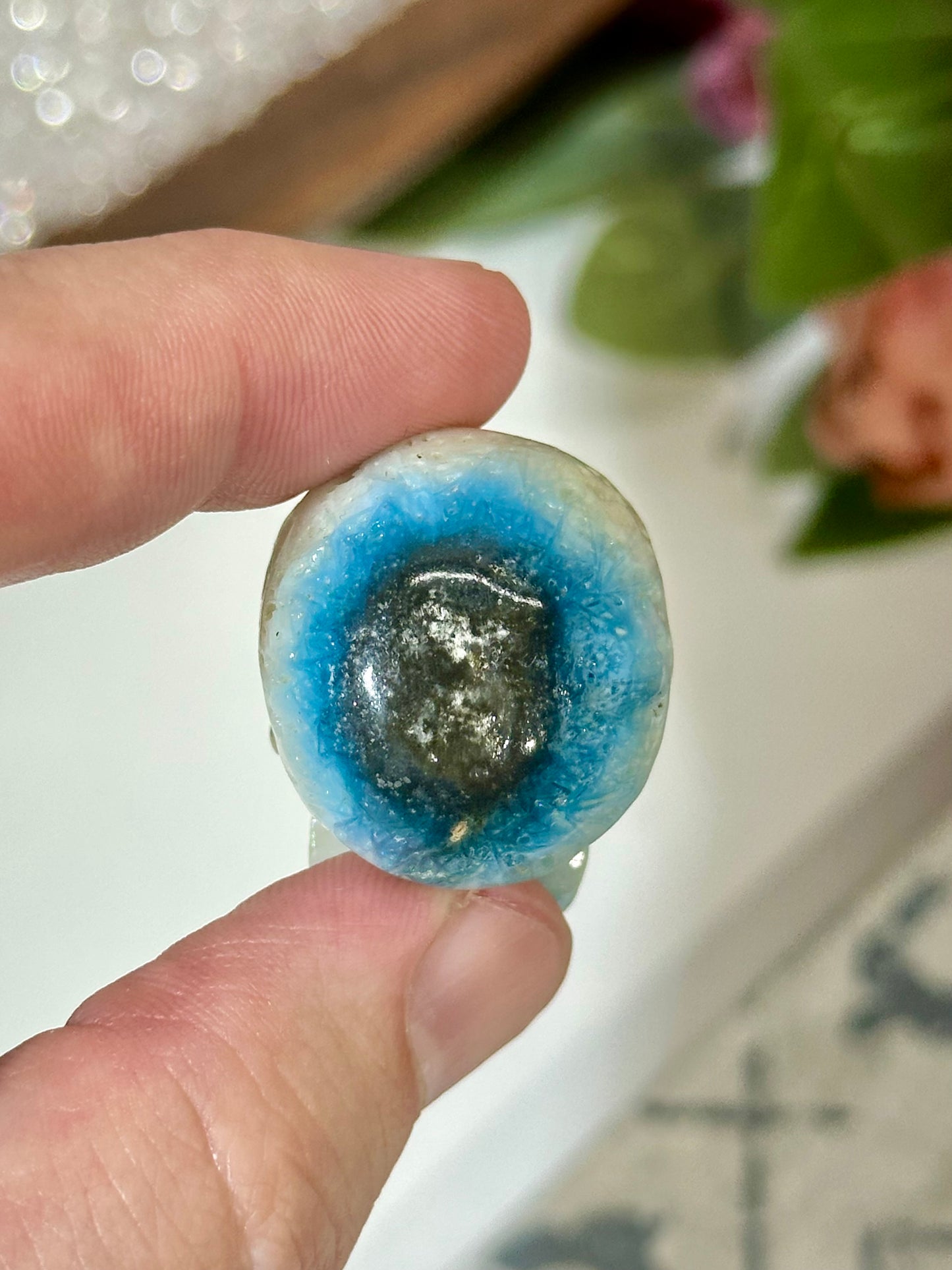 Hand Carved Blue Ice Glacerite Skull Carving