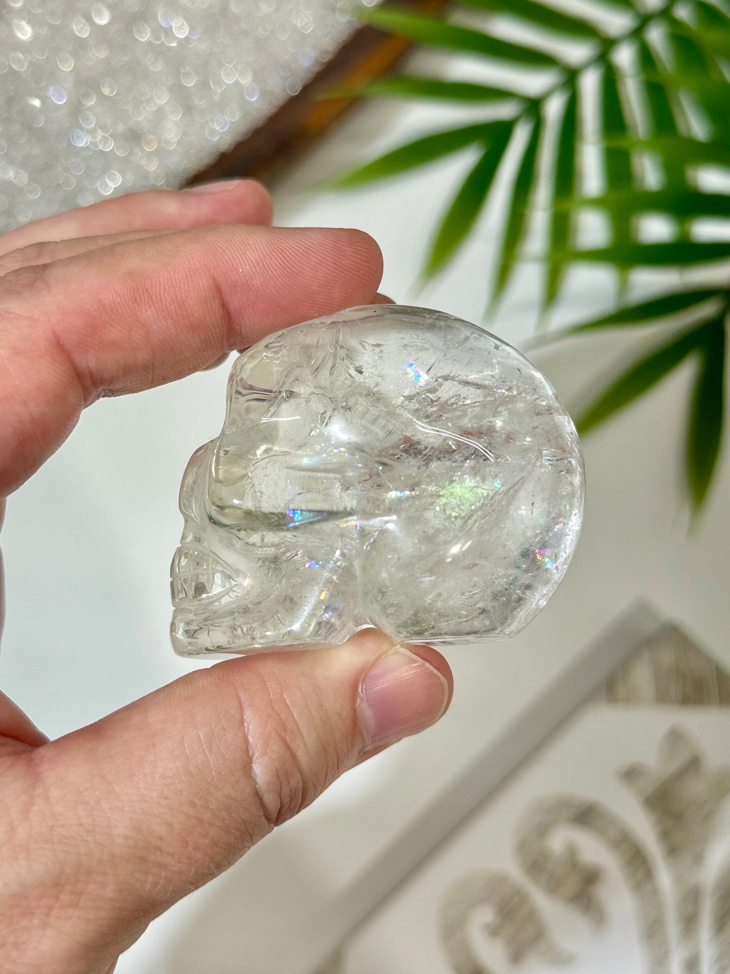 Rainbow Included Clear Quartz Skull