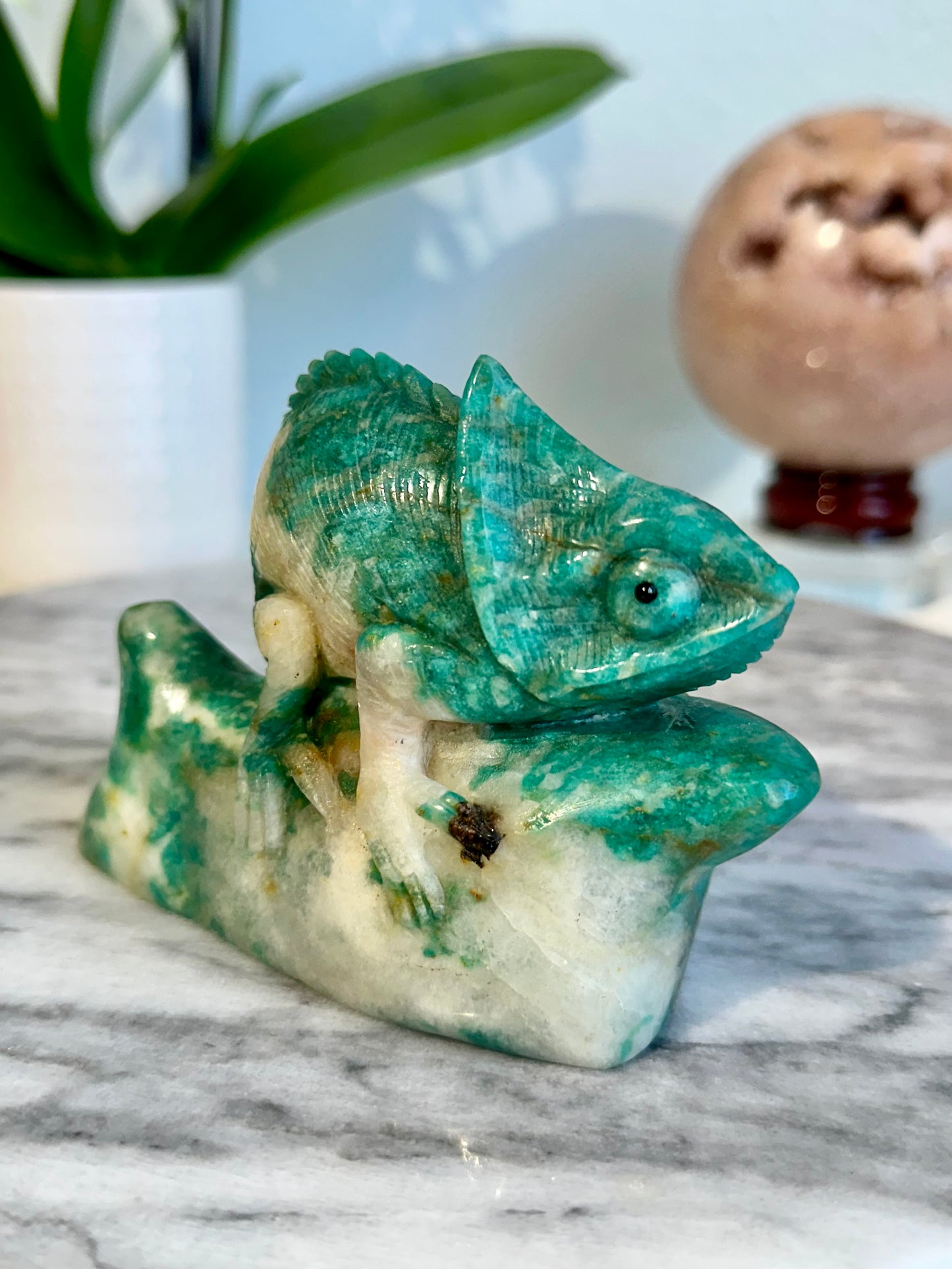 Hand Carved Amazonite Chameleon