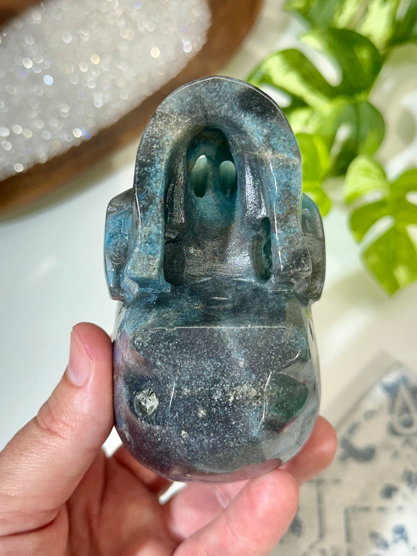Premium Hollow Jaw Trolleite Crystal Skull Carving