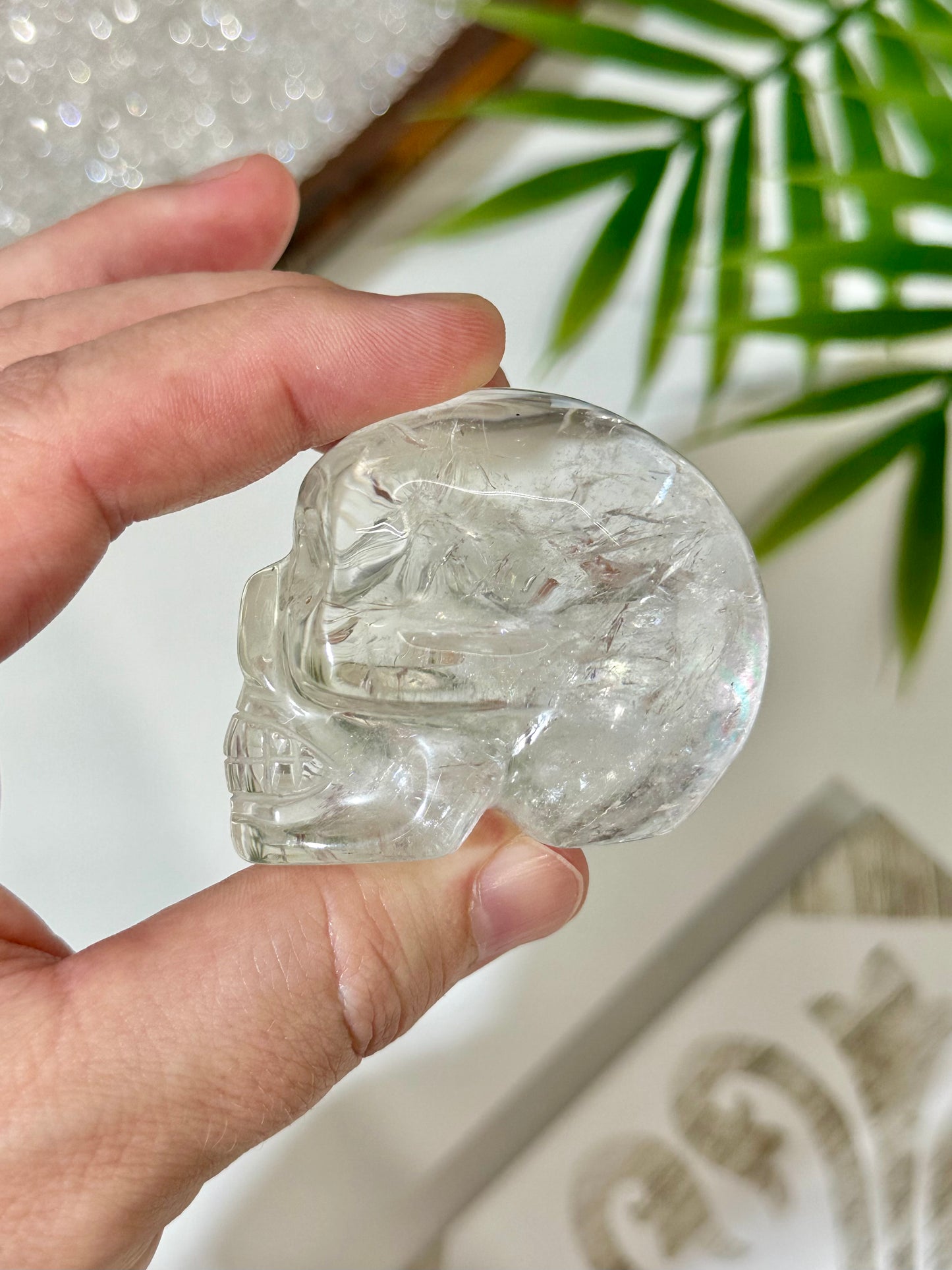 Rainbow Included Clear Quartz Skull