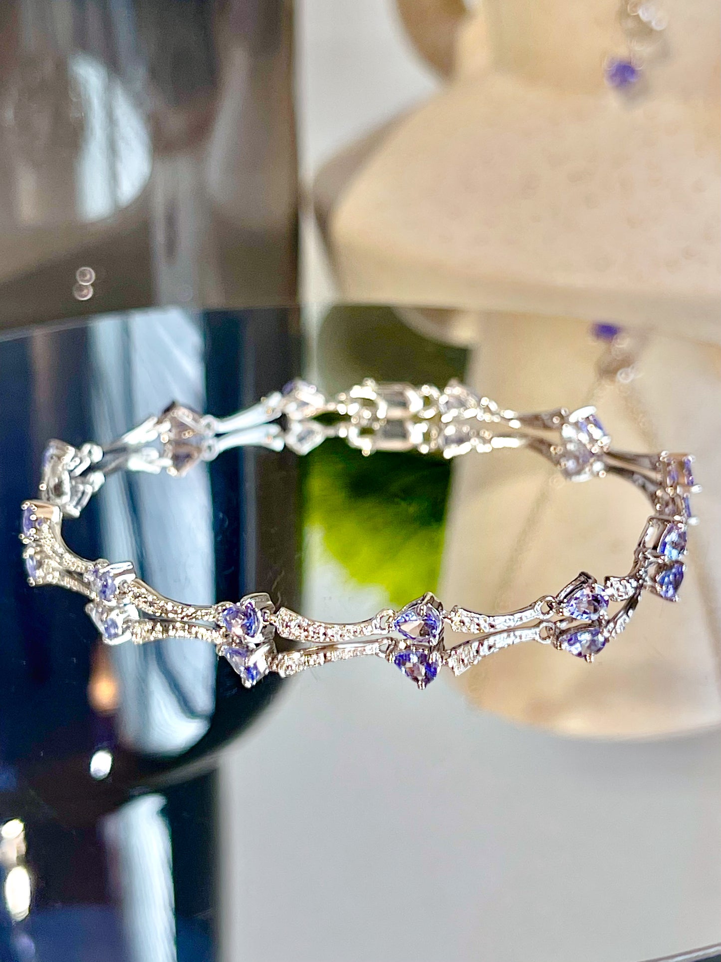 Dainty Tanzanite Tennis Bracelet, Sterling Silver