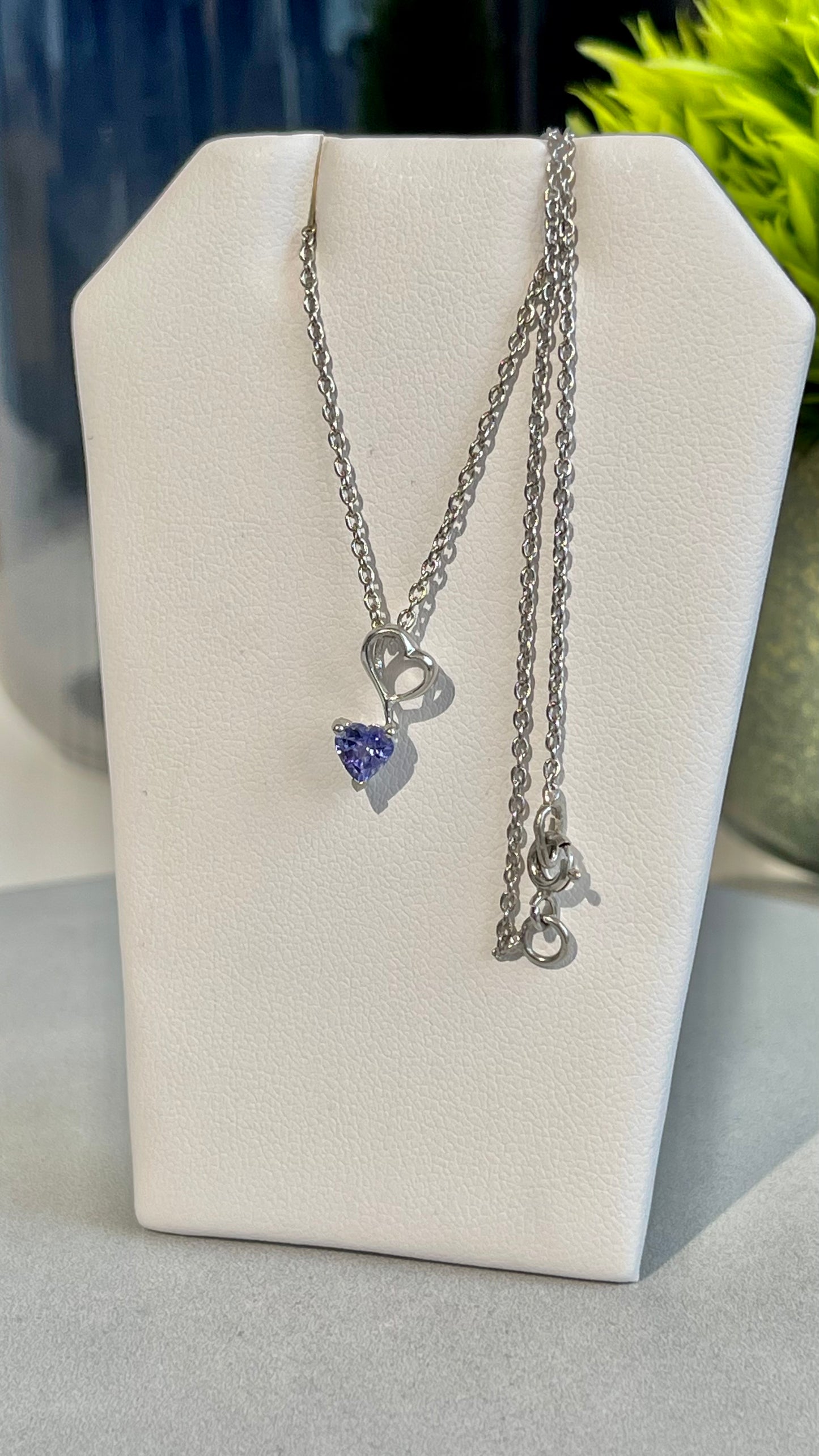 Dainty Tanzanite Heart Pendant with Chain