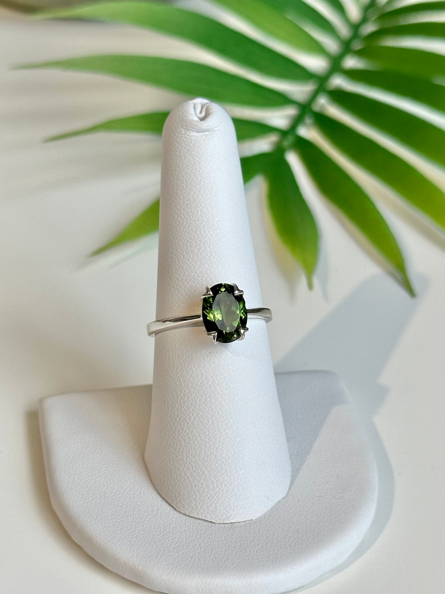 Oval Cut Chrome Diopside Solitaire Ring
