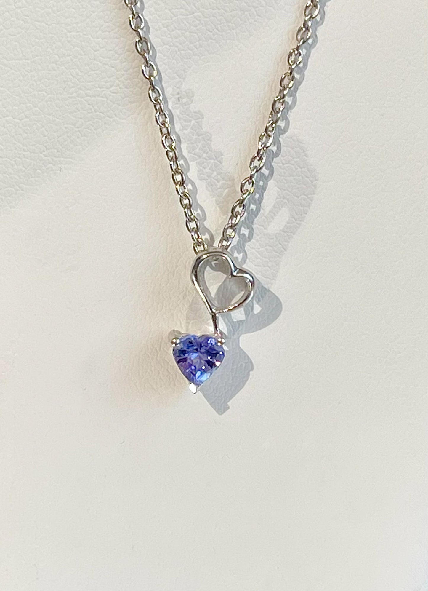 Dainty Tanzanite Heart Pendant with Chain