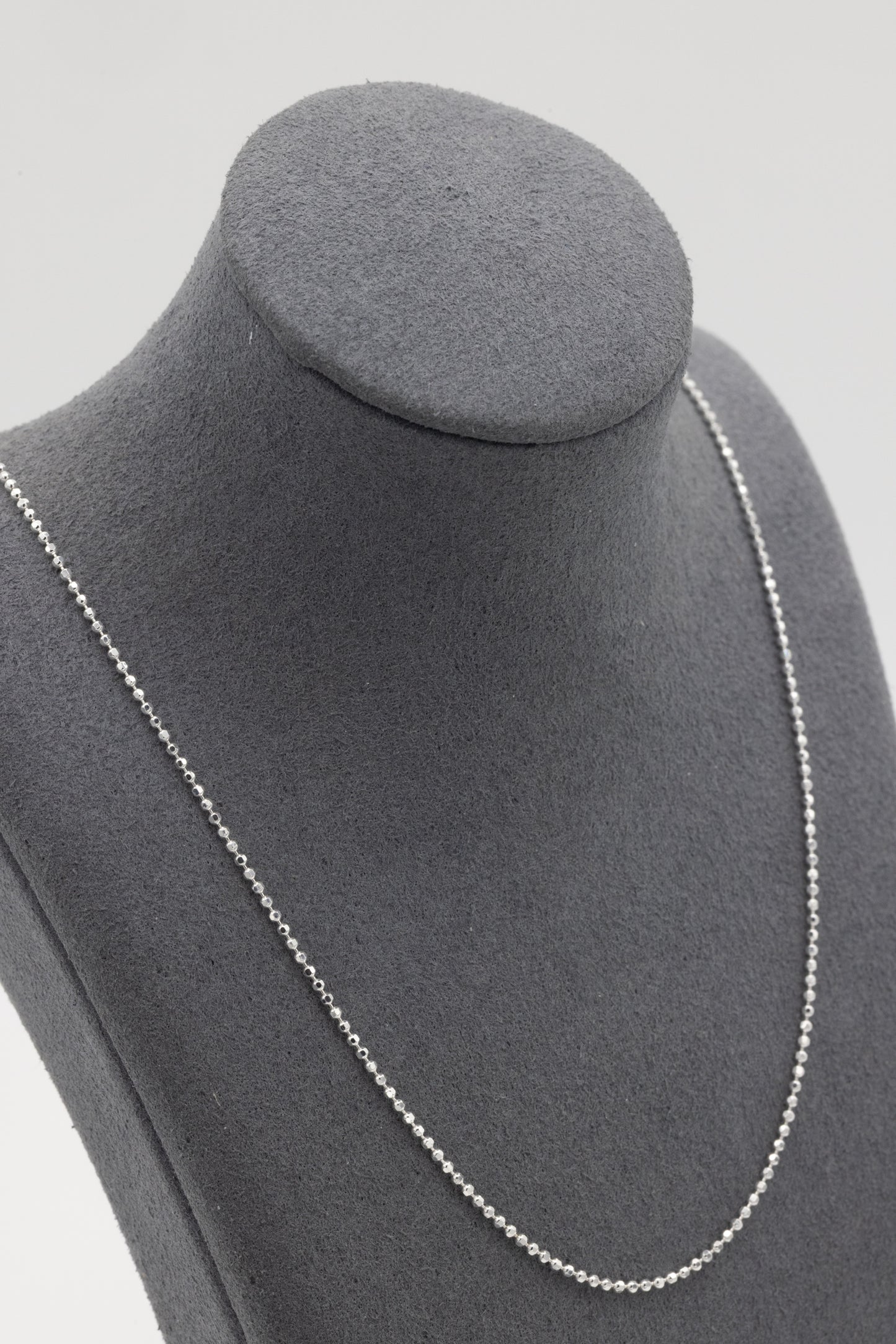 Fixed Length Diamond Cut Bead .925 Sterling Silver Chain