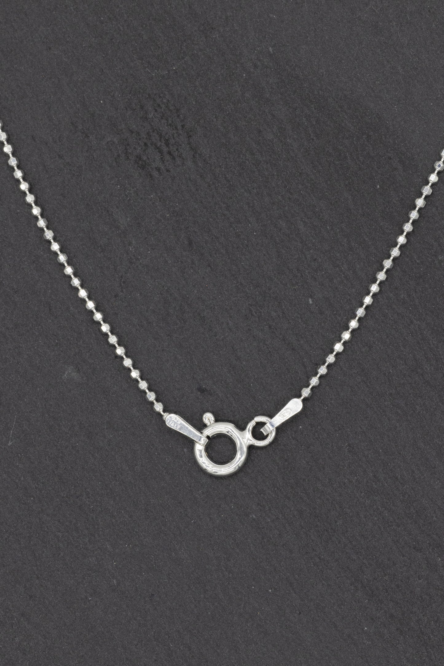 Fixed Length Diamond Cut Bead .925 Sterling Silver Chain