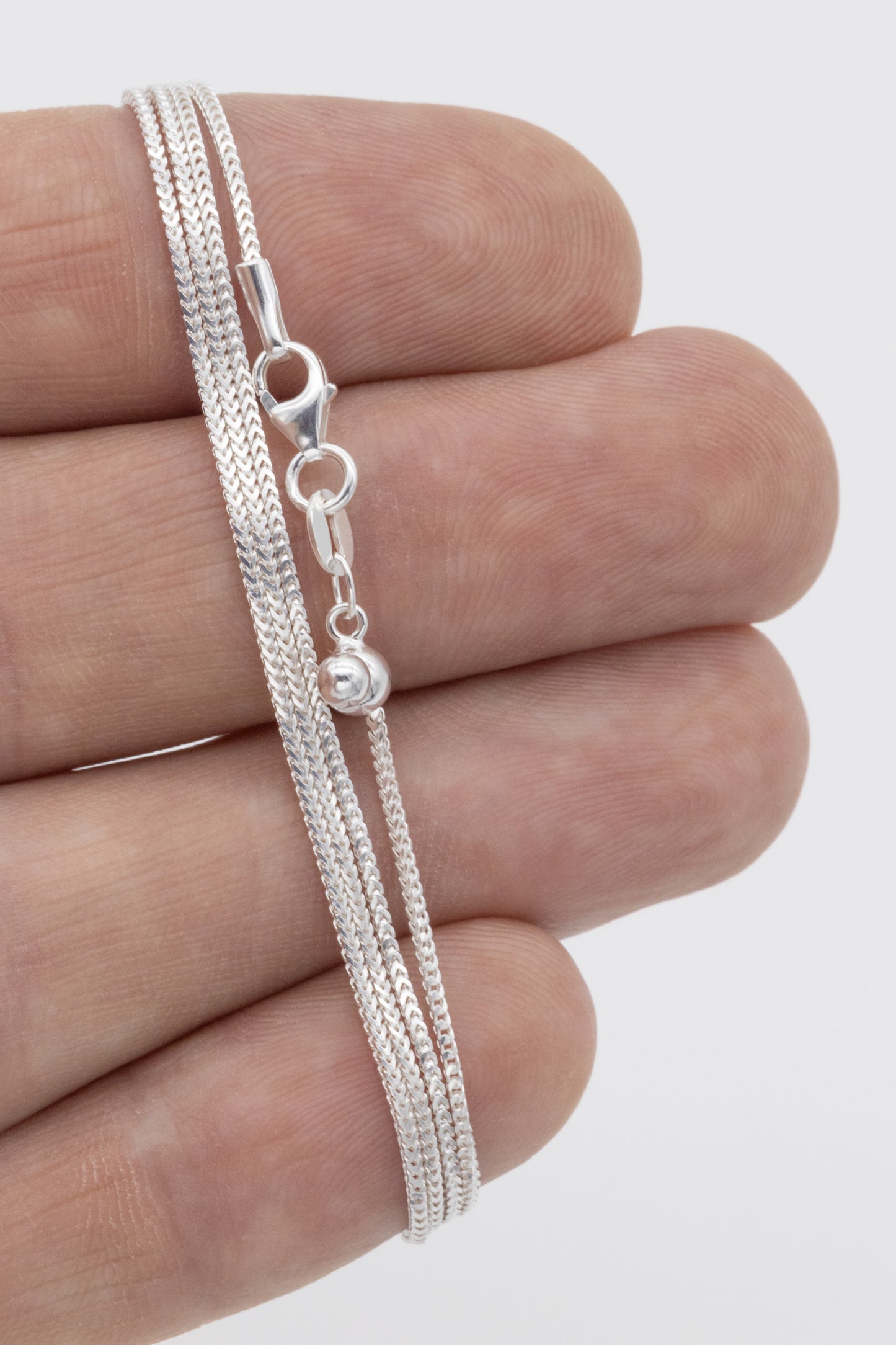 Adjustable Length Franco .925 Sterling Silver Chain