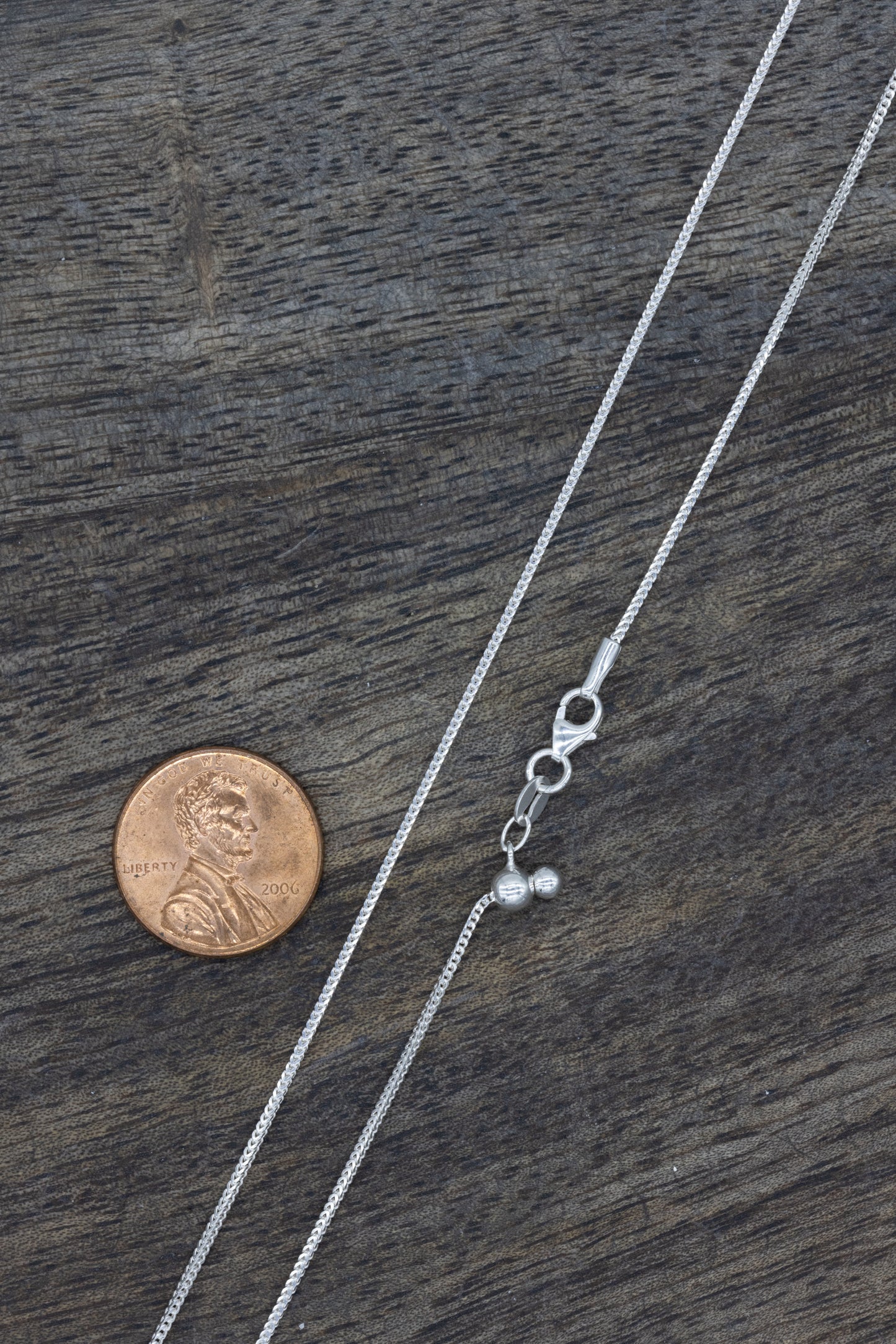 Adjustable Length Franco .925 Sterling Silver Chain
